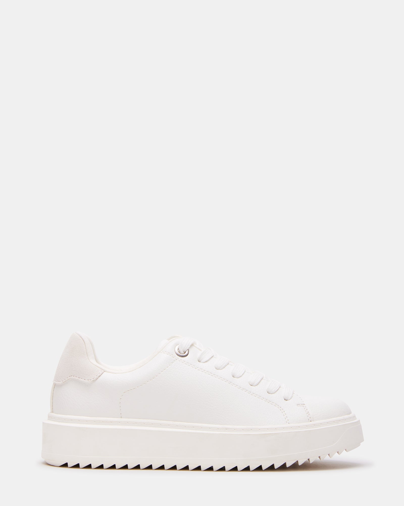 Side view of Catcher White Suede Sneakers showcasing contrast collar.
