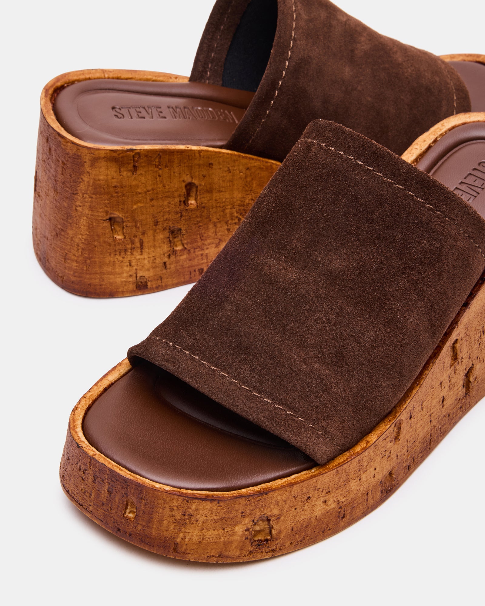 Styled outfit featuring Cellar Brown Suede wedge sandals for a casual-chic look