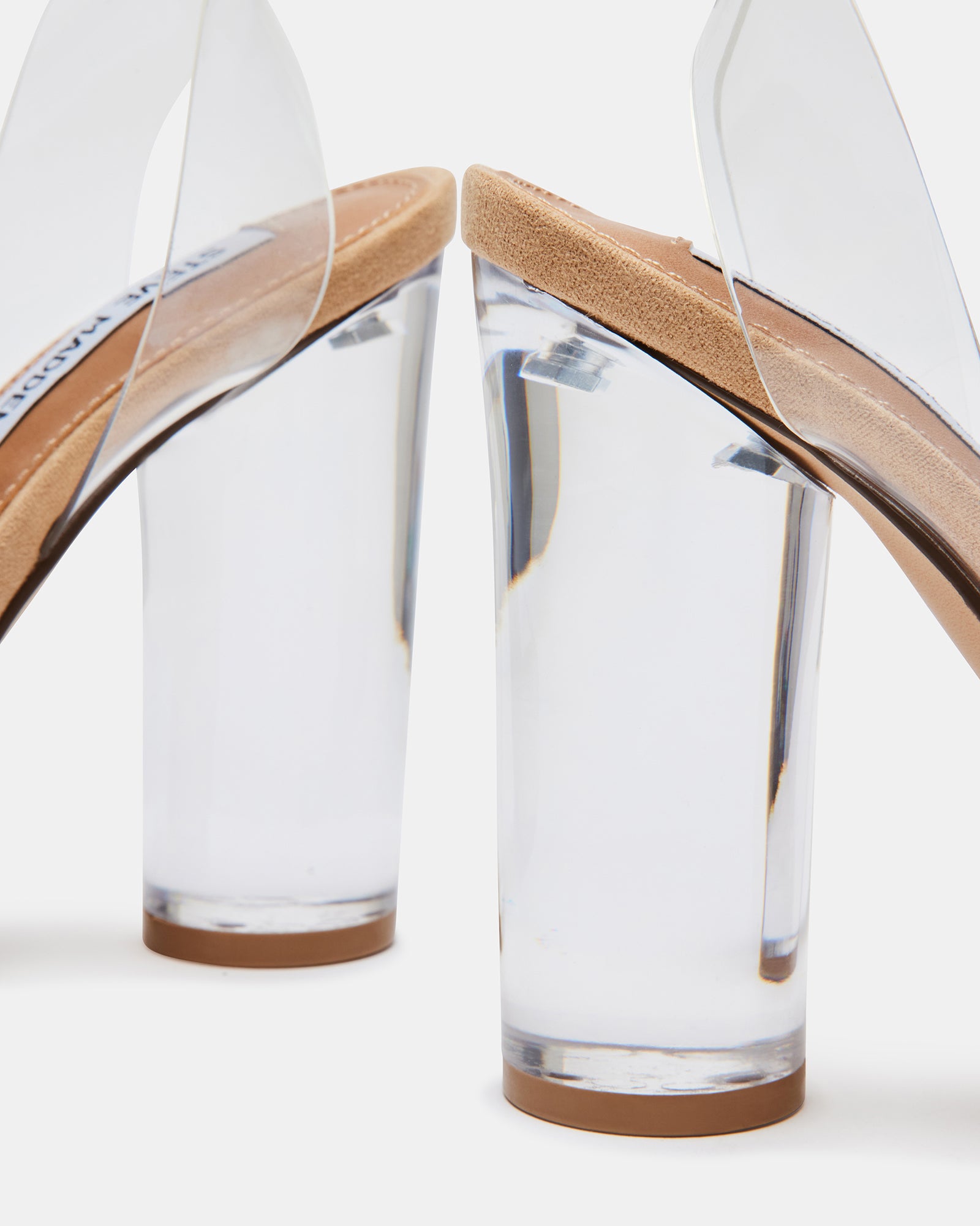 Close-up of the PVC upper and synthetic sole of trendy footwear