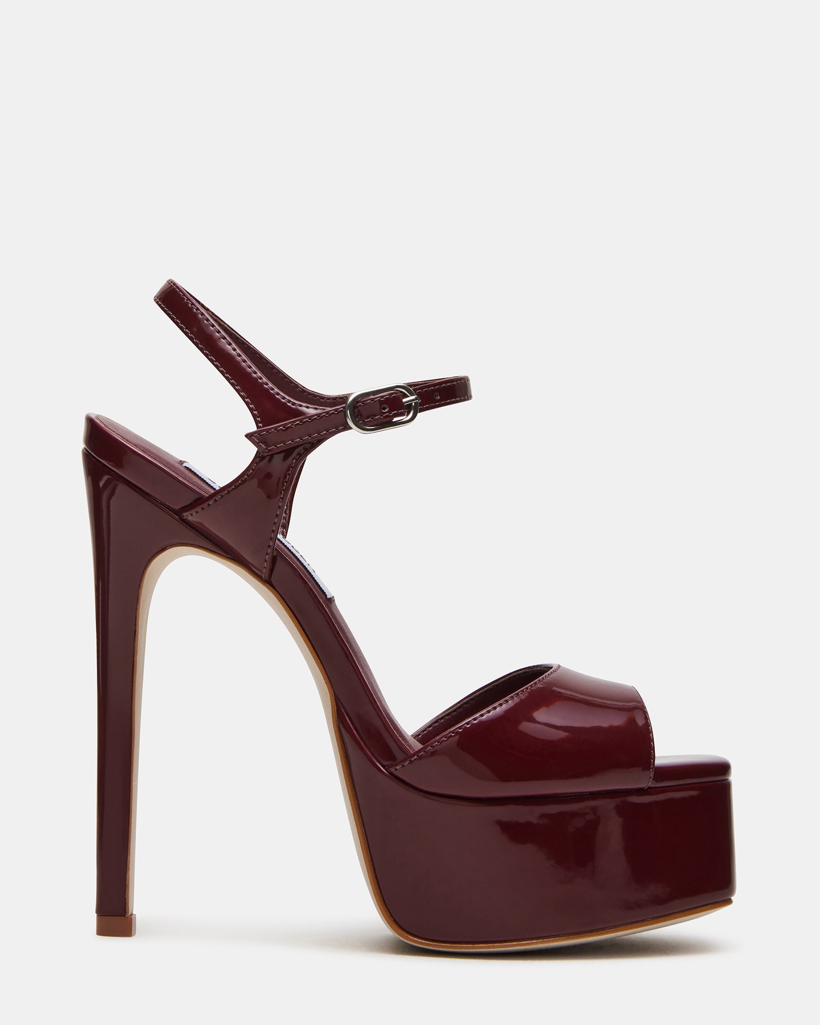 Cologne black platform stiletto heels from a side angle