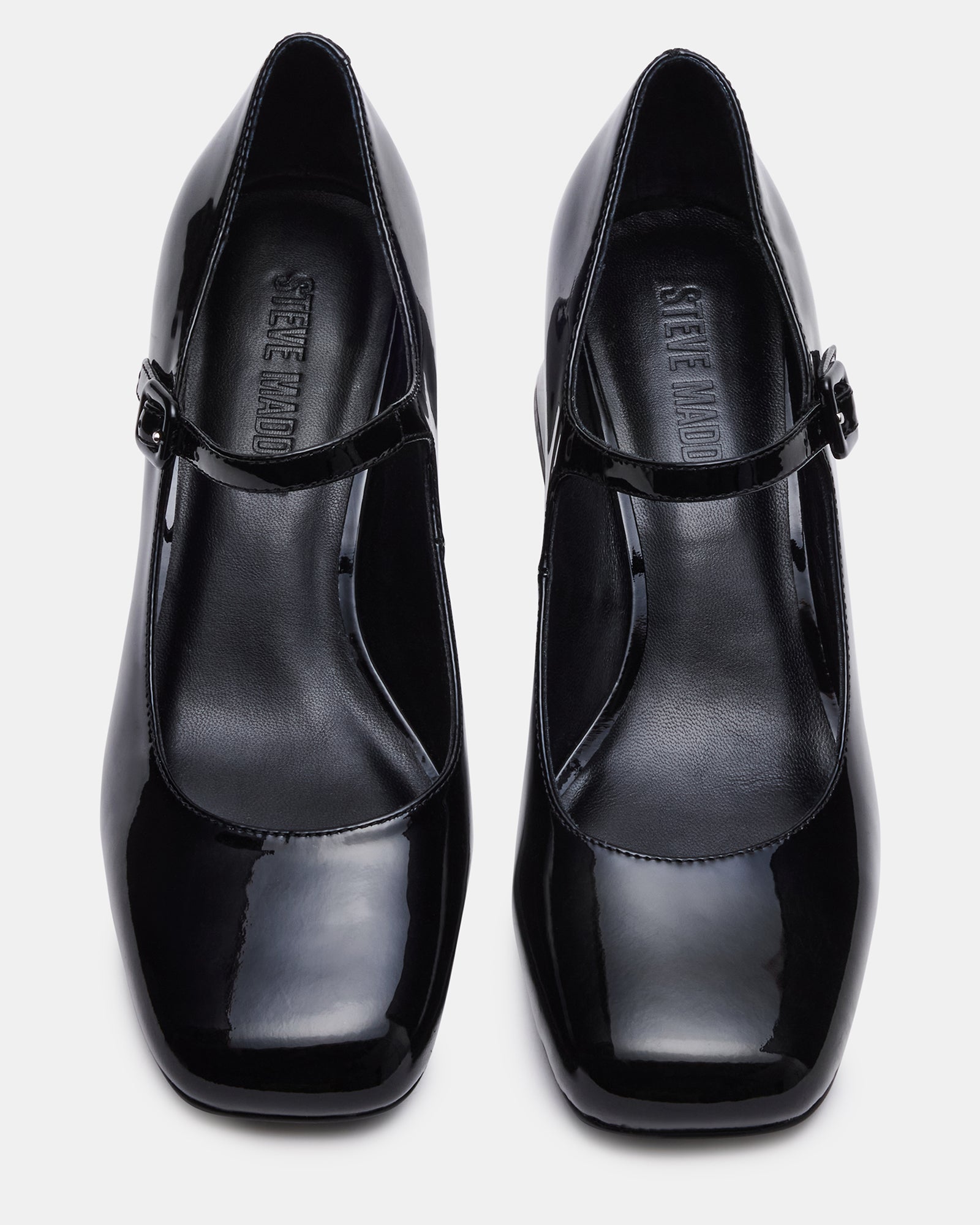 Close-up of the square toe design on the Darcey loafers.