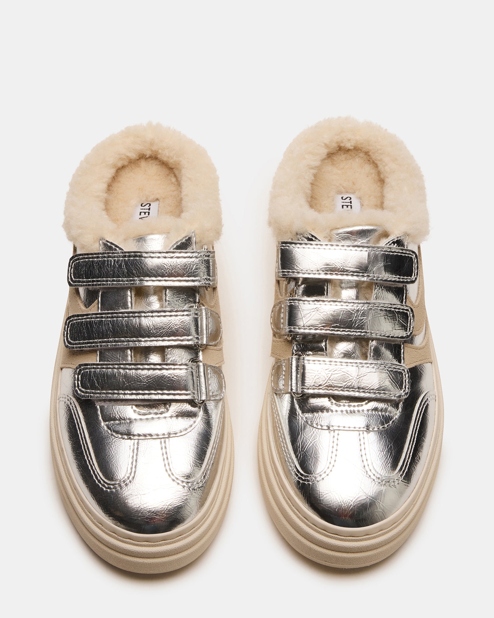DASHER Luxe slip-on sneakers showcasing faux fur lining and stylish platform design.