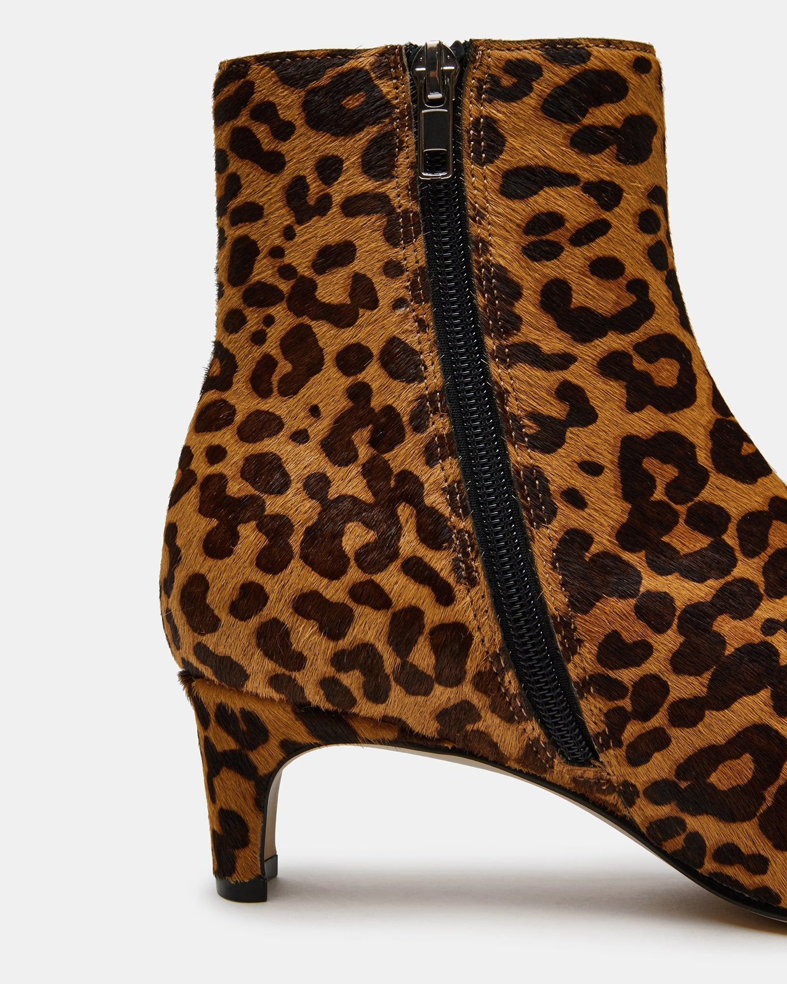 Close-up of the leather upper on Delvie kitten heels demonstrating quality craftsmanship.