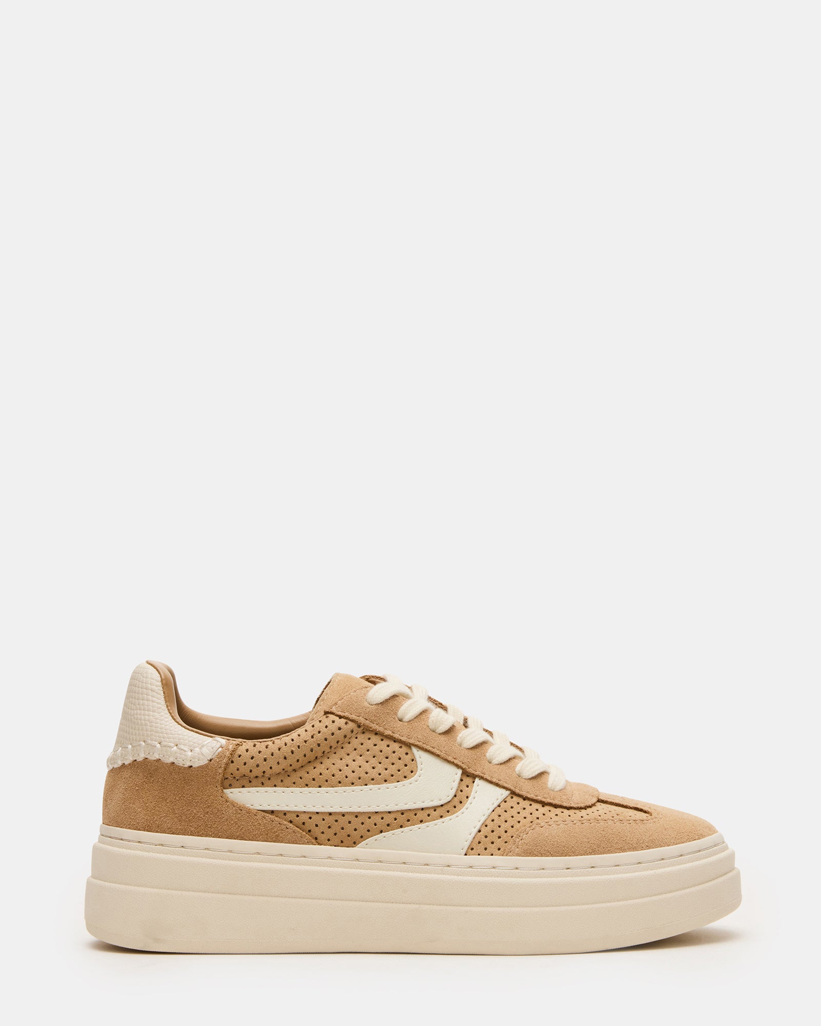 Dodge perforated sneakers side view, showcasing suede upper and platform design
