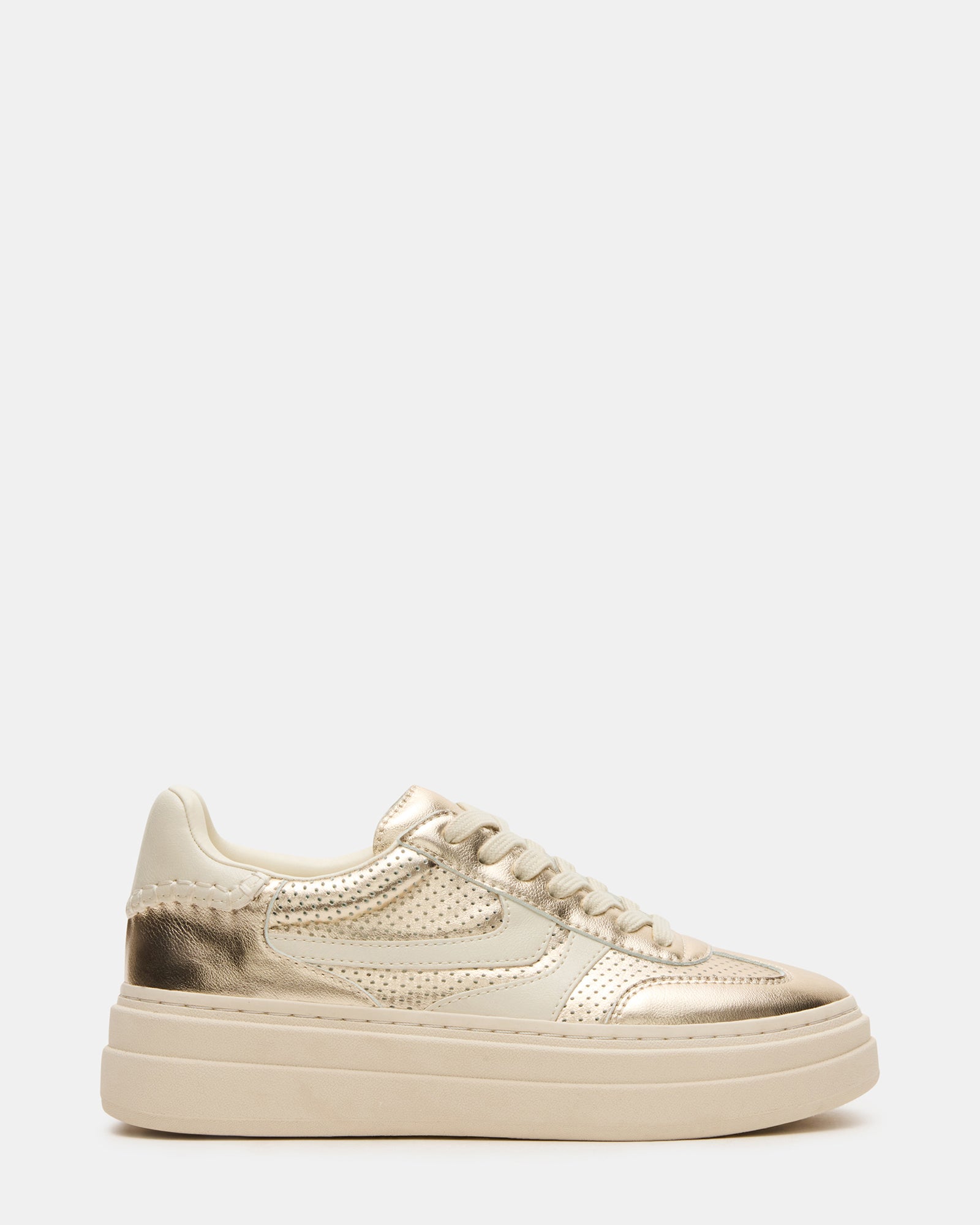 Dodge perforated champagne sneakers, side view