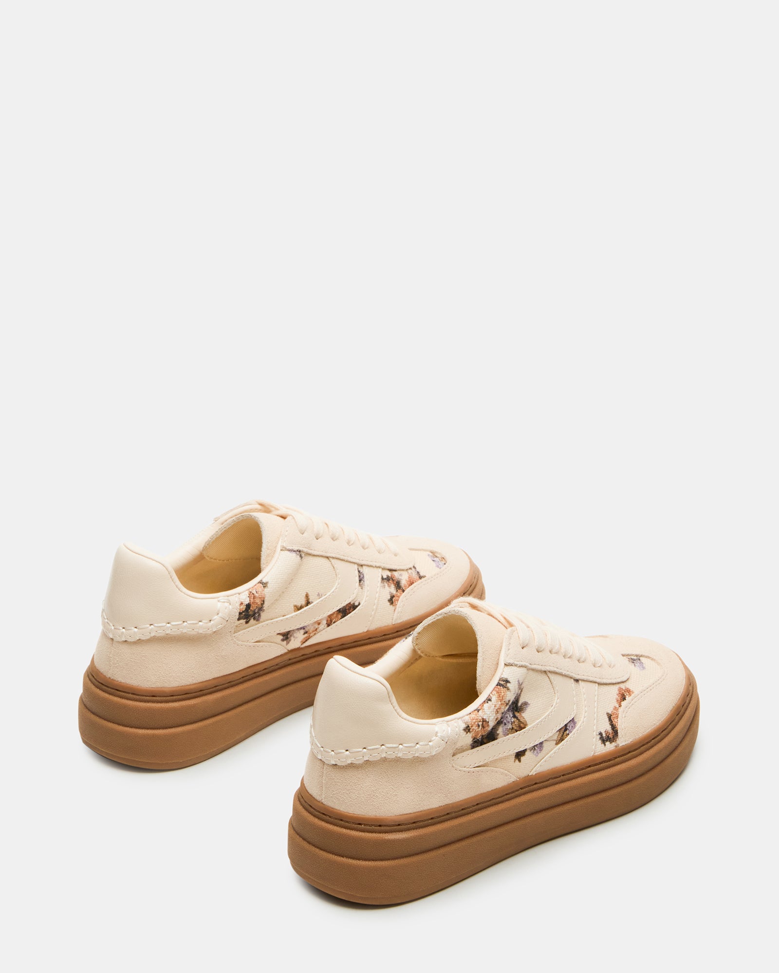 Close-up of the unique print on DODGE low top sneakers.