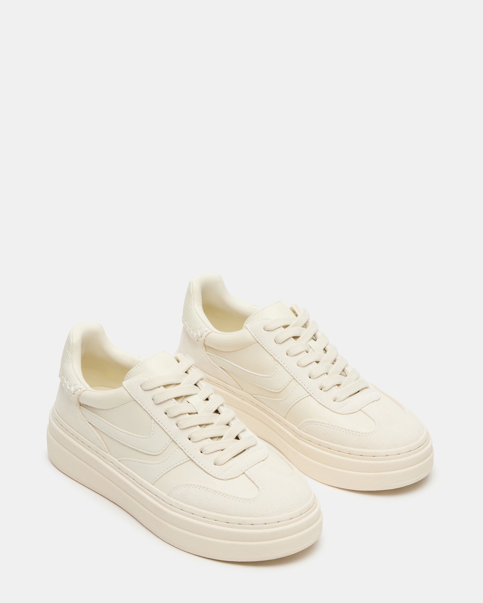 Close-up of Bottega Off-White sneakers highlighting the lace-up design.