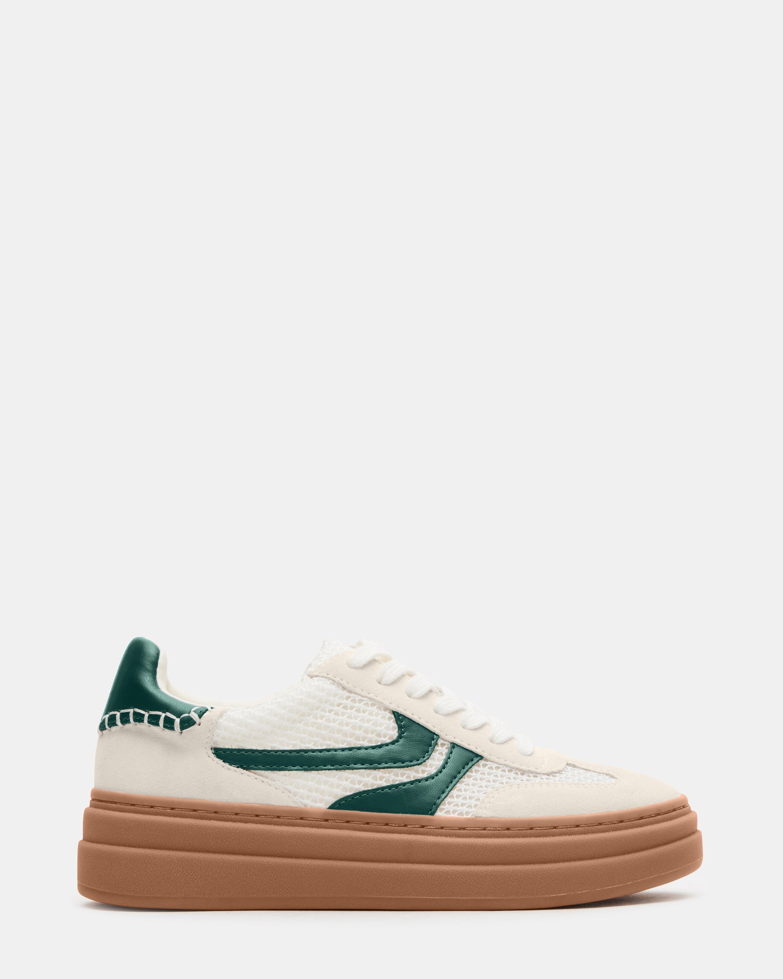 Bottega sneakers in white and green showing the lace-up closure and sleek design