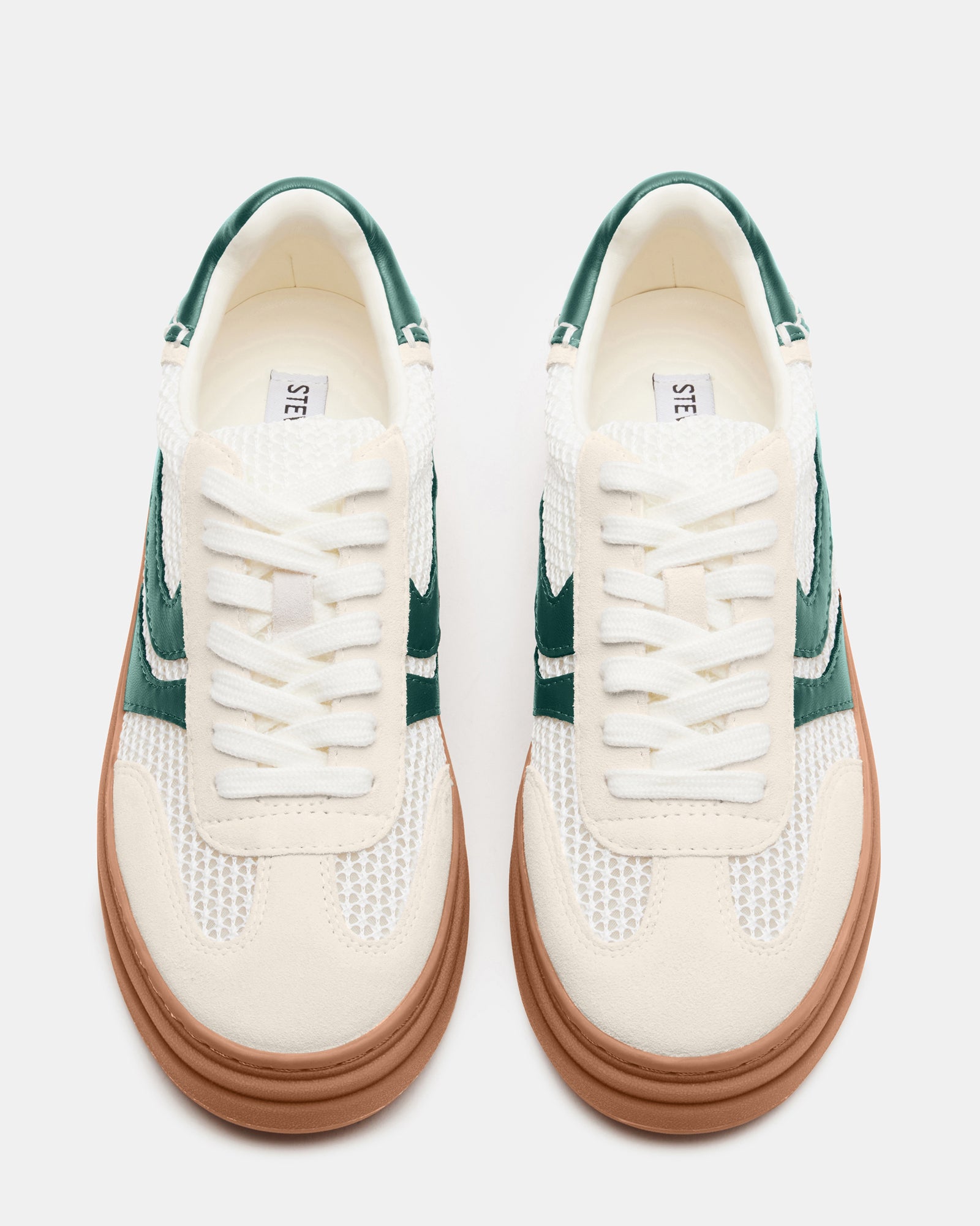 Side view of Bottega low-top shoes highlighting the textured suede and textile upper