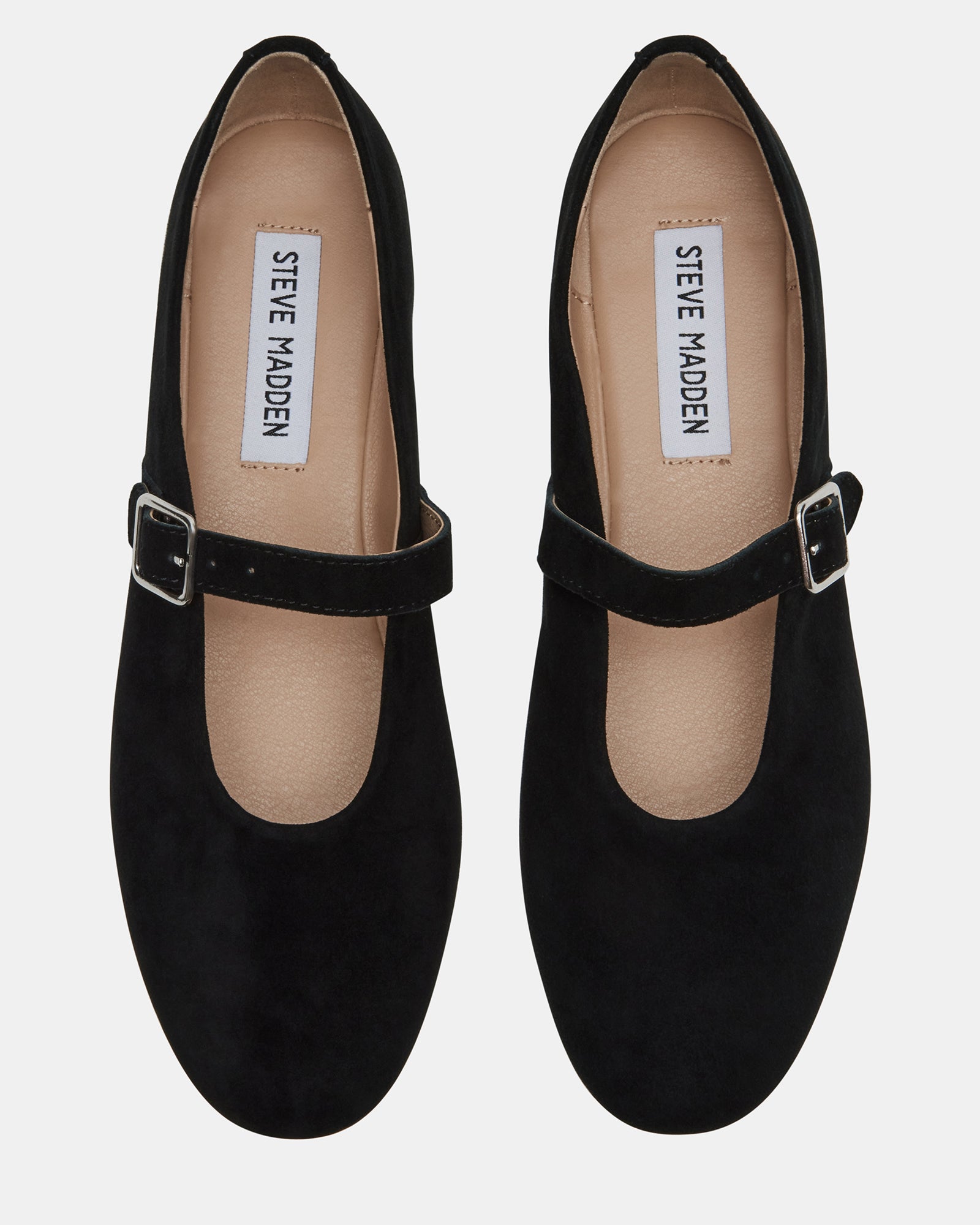 Side view of stylish black suede ballet flats ideal for casual outings.