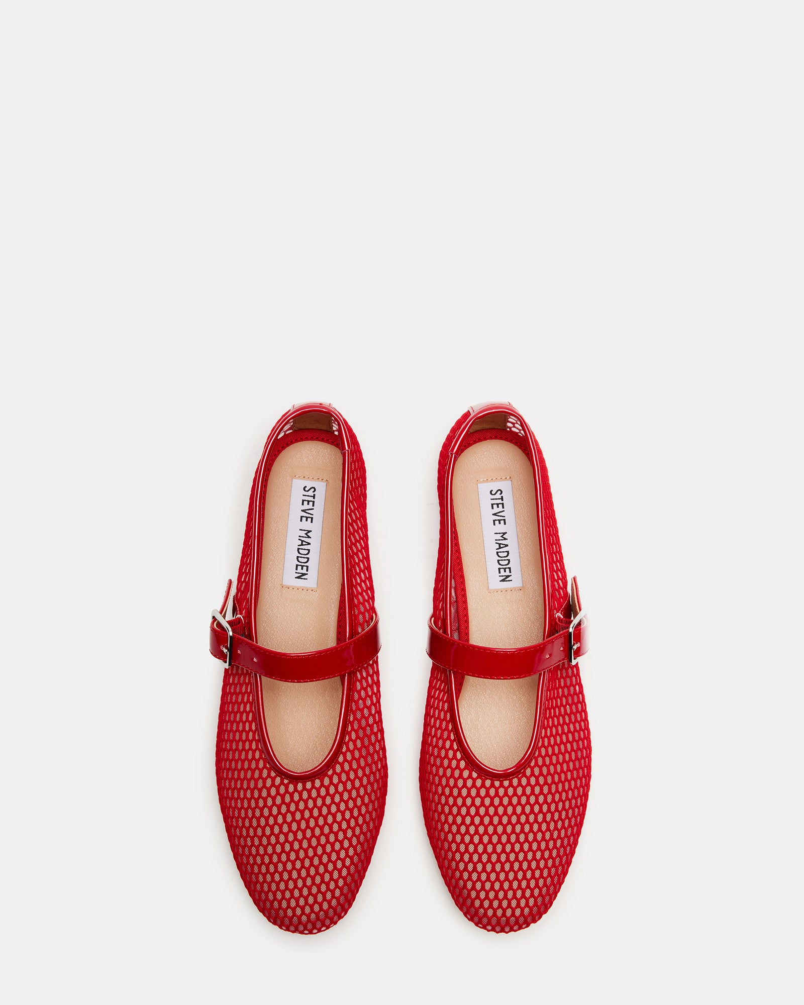 Top view of stylish red ballet flats suitable for daily wear.