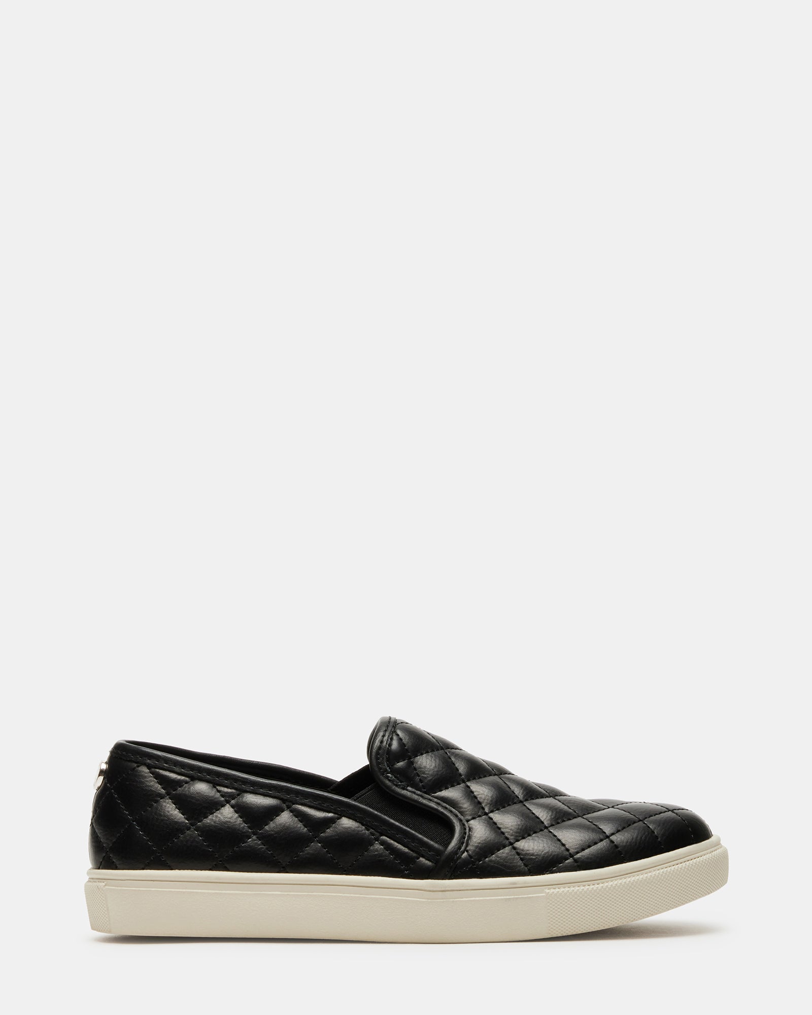 ECENTRCQ black platform sneakers angled on a neutral backdrop, highlighting quilted detail.