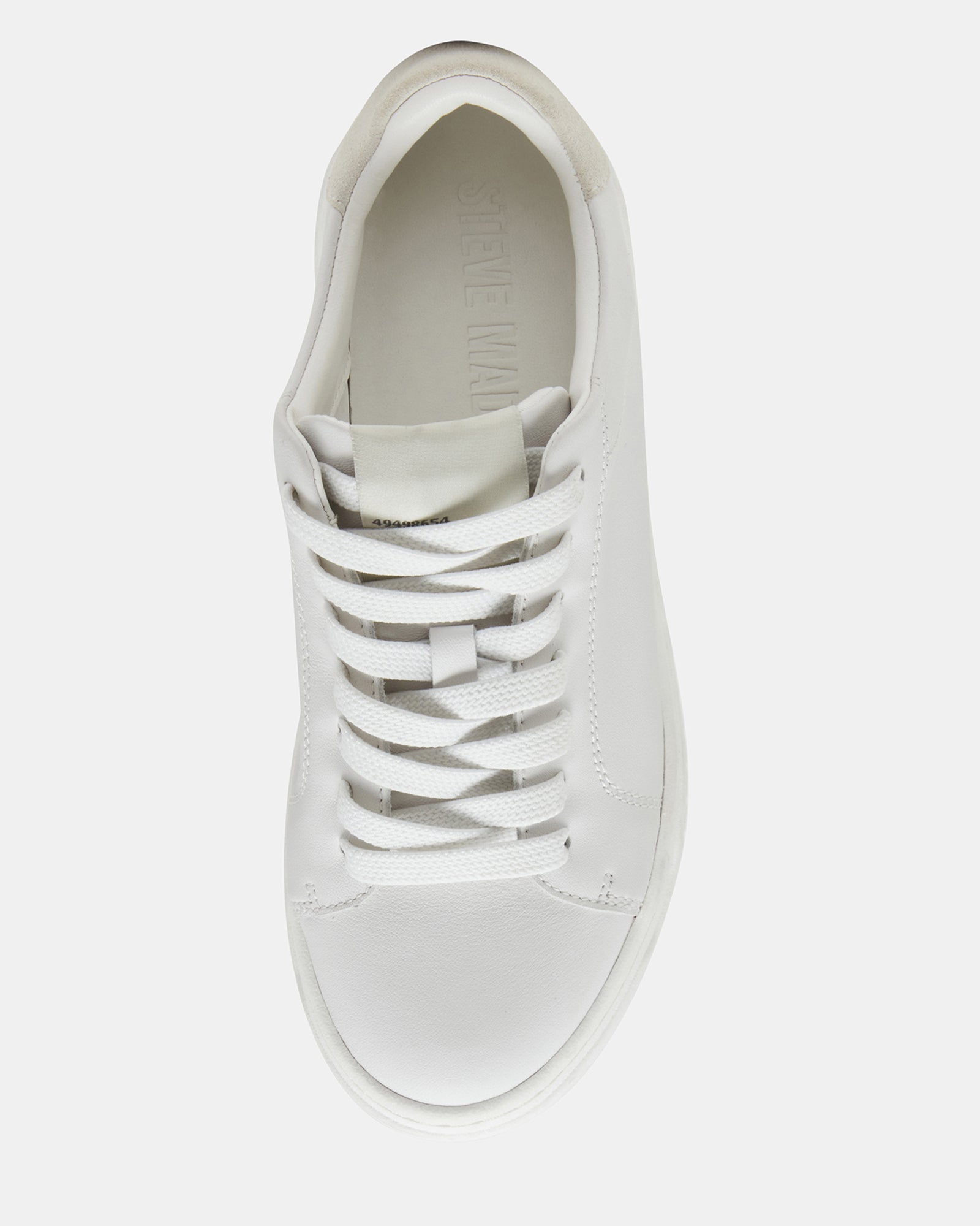 Close-up of Elsin white leather sneakers showcasing the sleek design.