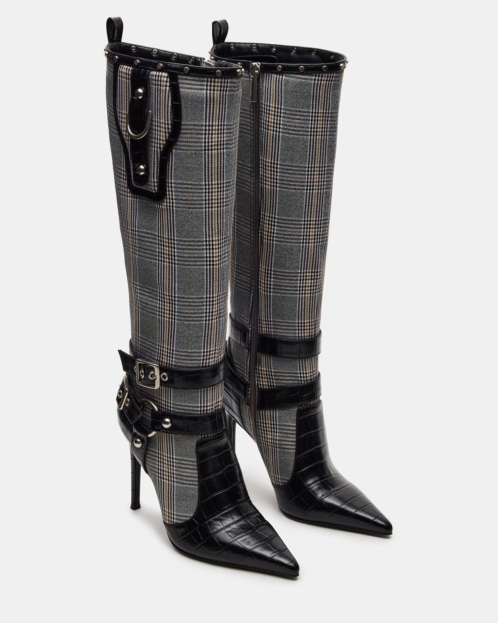 Fashionable stiletto boots with heel detail for night-out style