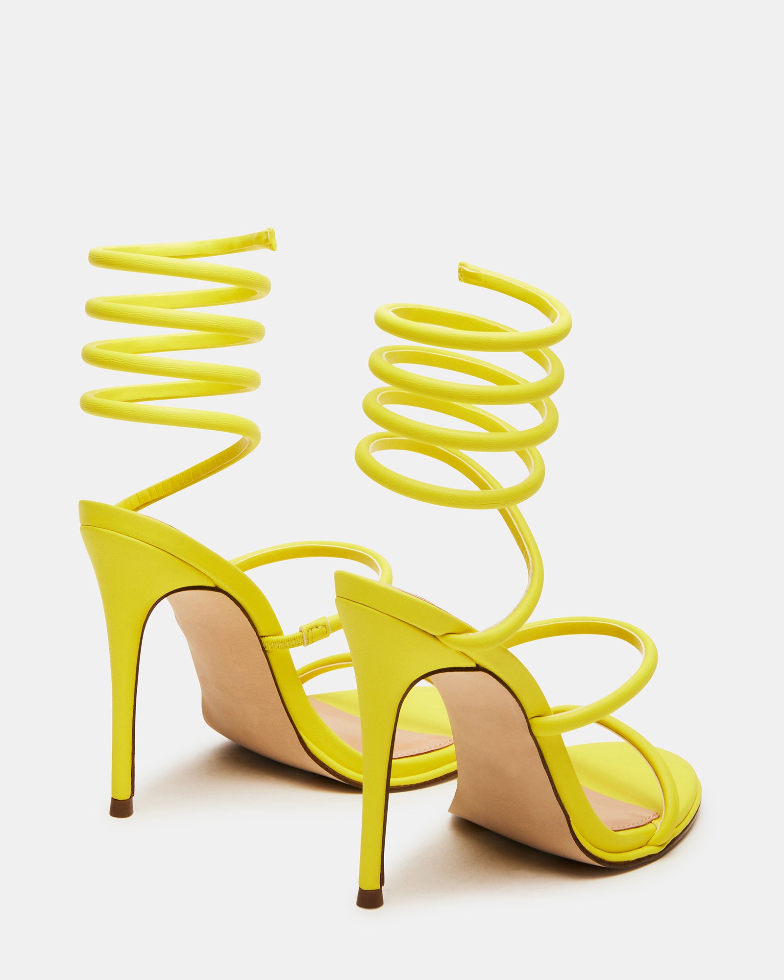 Close-up of coil strap detail on vegan leather shoes