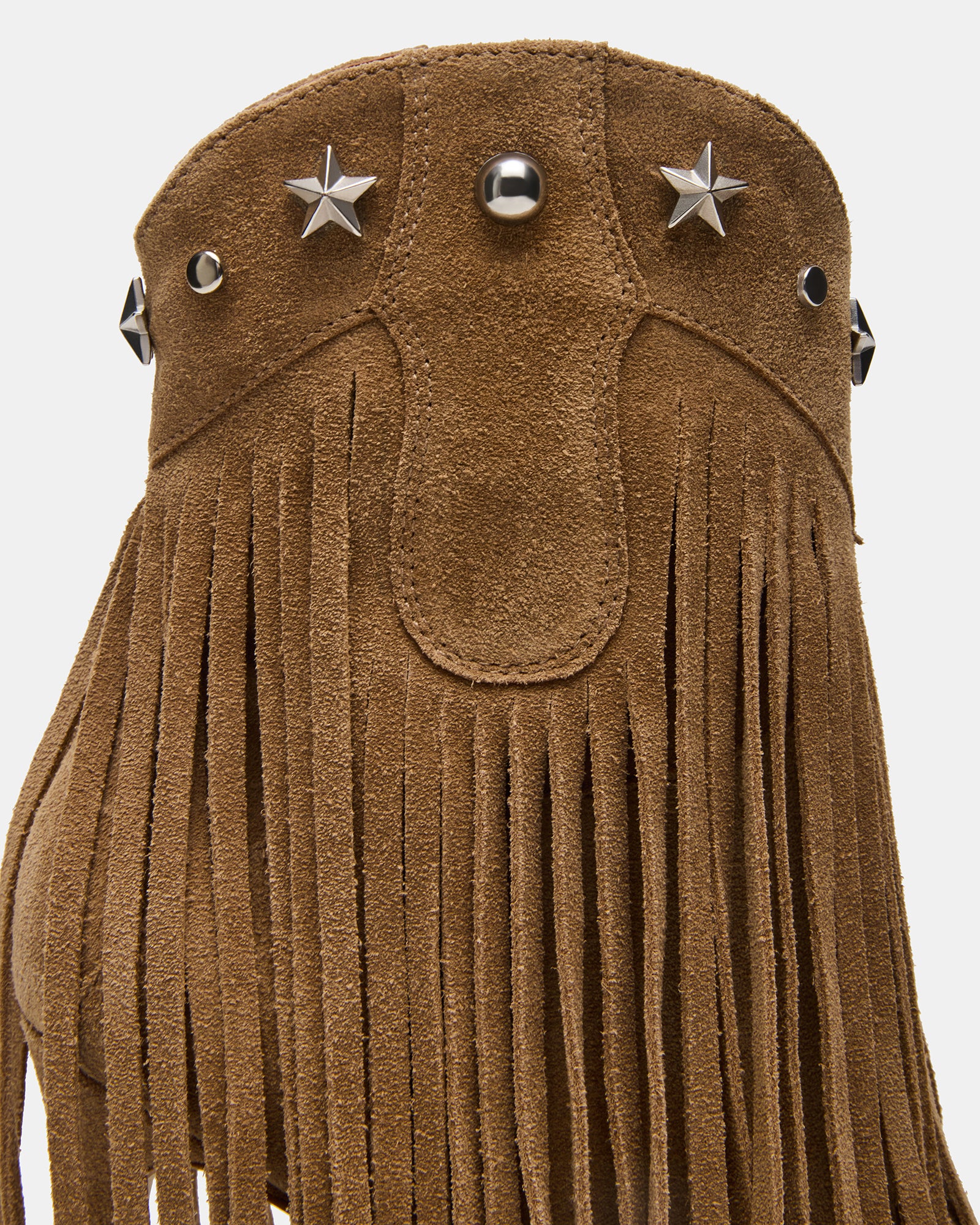 Close-up of the suede texture and heel height of FALTER ankle boots
