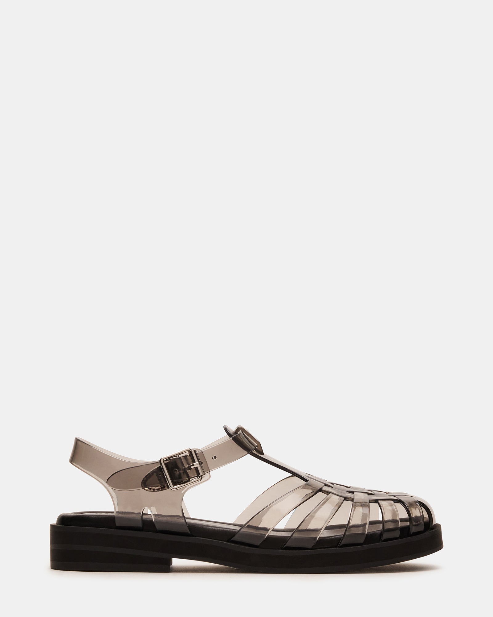 Flicker fisherman jelly sandals worn at the beach, highlighting the flatform design.
