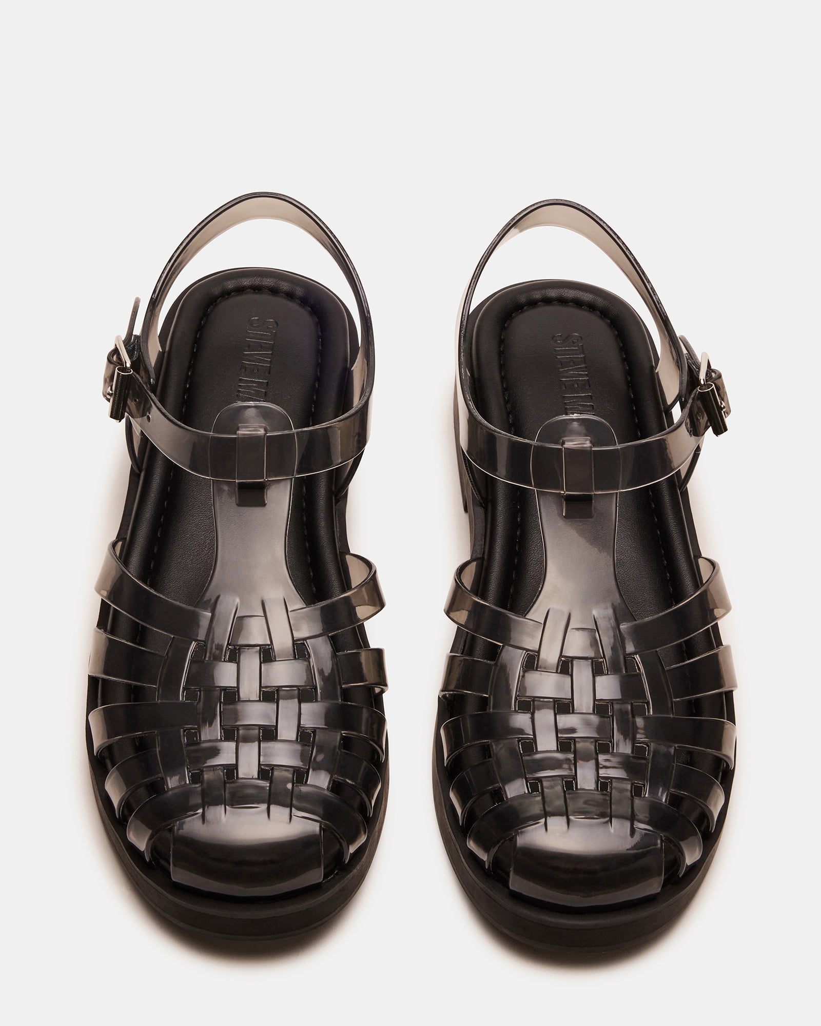 Flicker fisherman jelly sandals worn at the beach, highlighting the flatform design.
