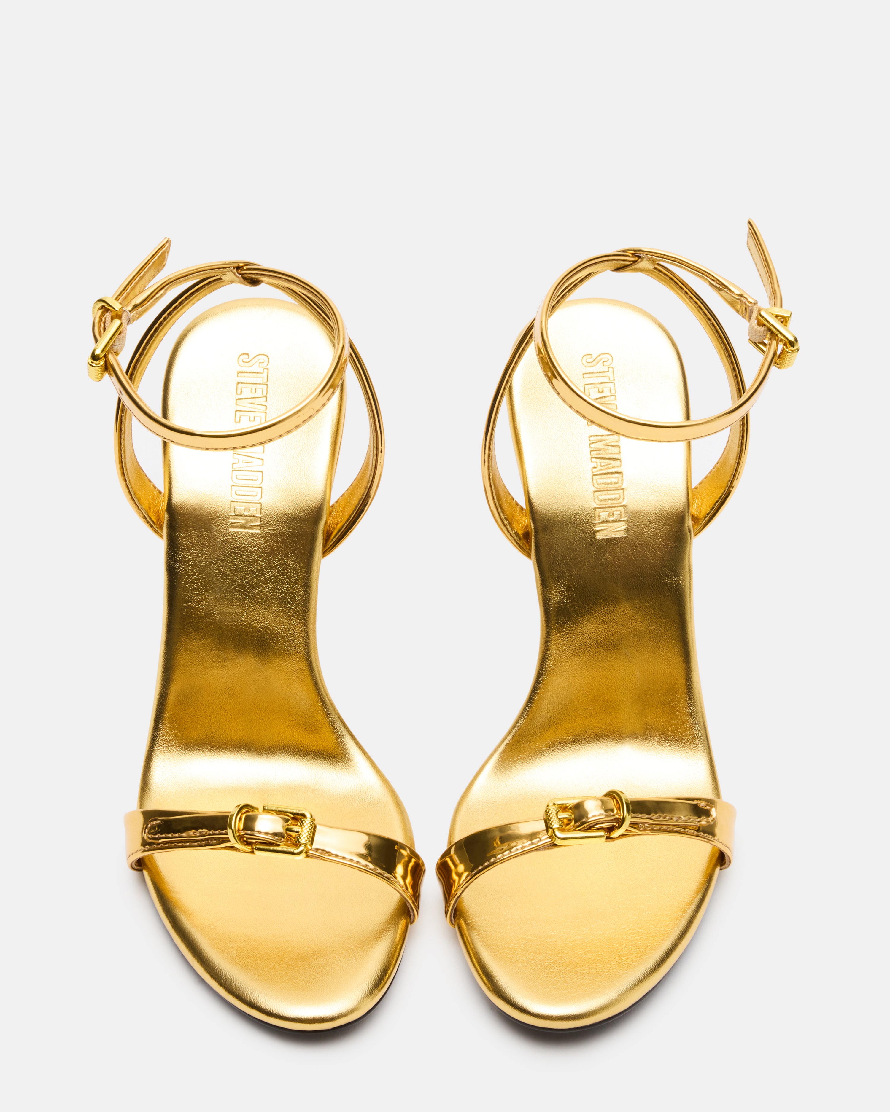 FOXX GOLD black stiletto heels with strappy design and buckle detail
