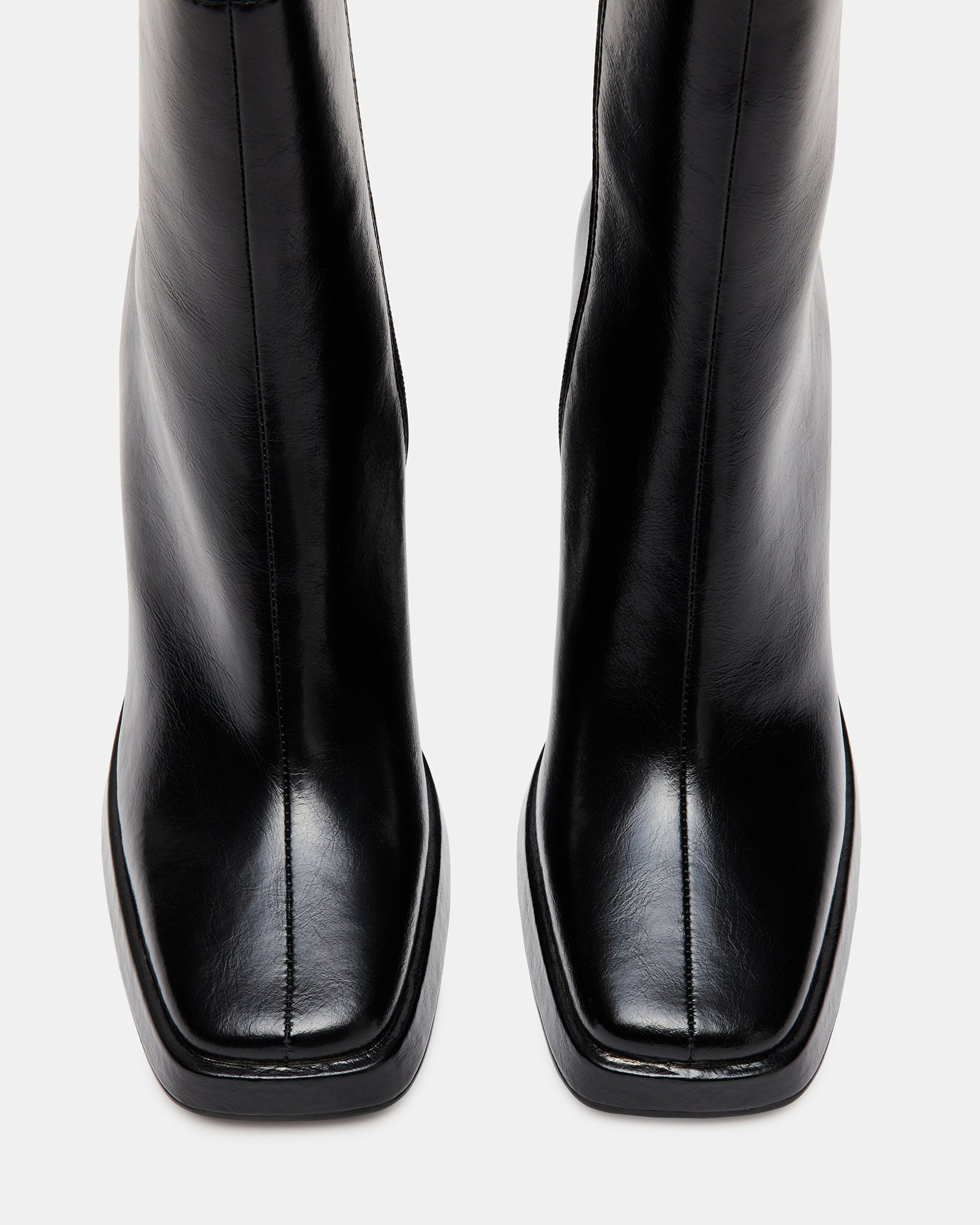 Top view of the FREYA womens square toe booties with zipper closure