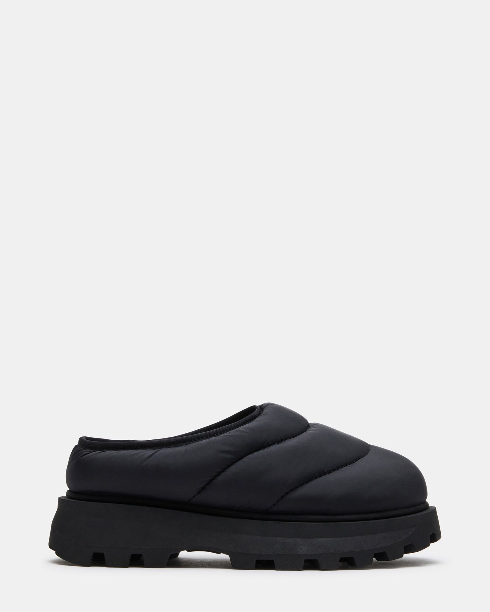 Frost Black slip-on shoes for men, showcasing the puffy platform design.