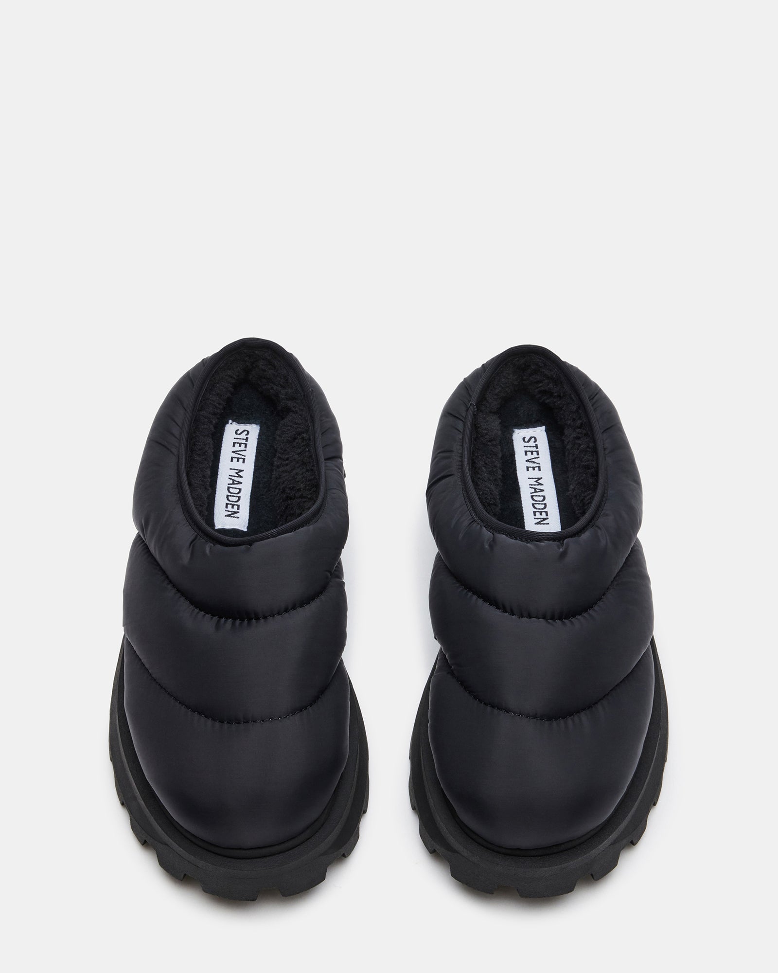 Frost Black slip-on shoes for men, showcasing the puffy platform design.