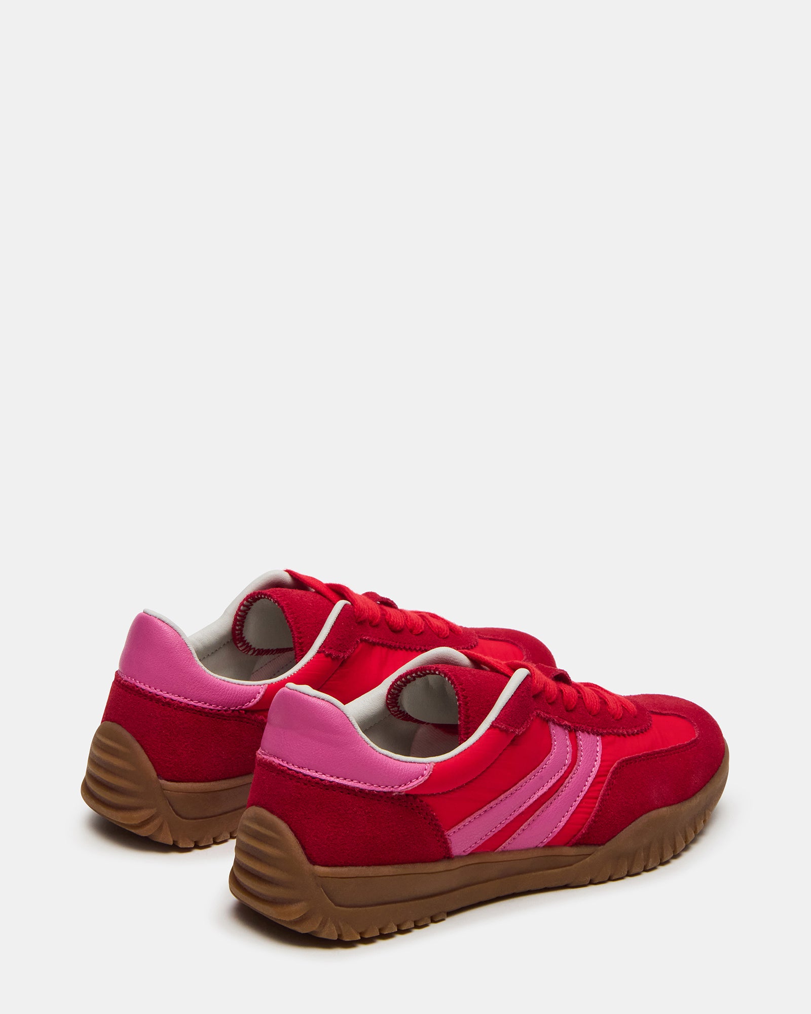 Close-up of the sneakers textured suede and textile upper