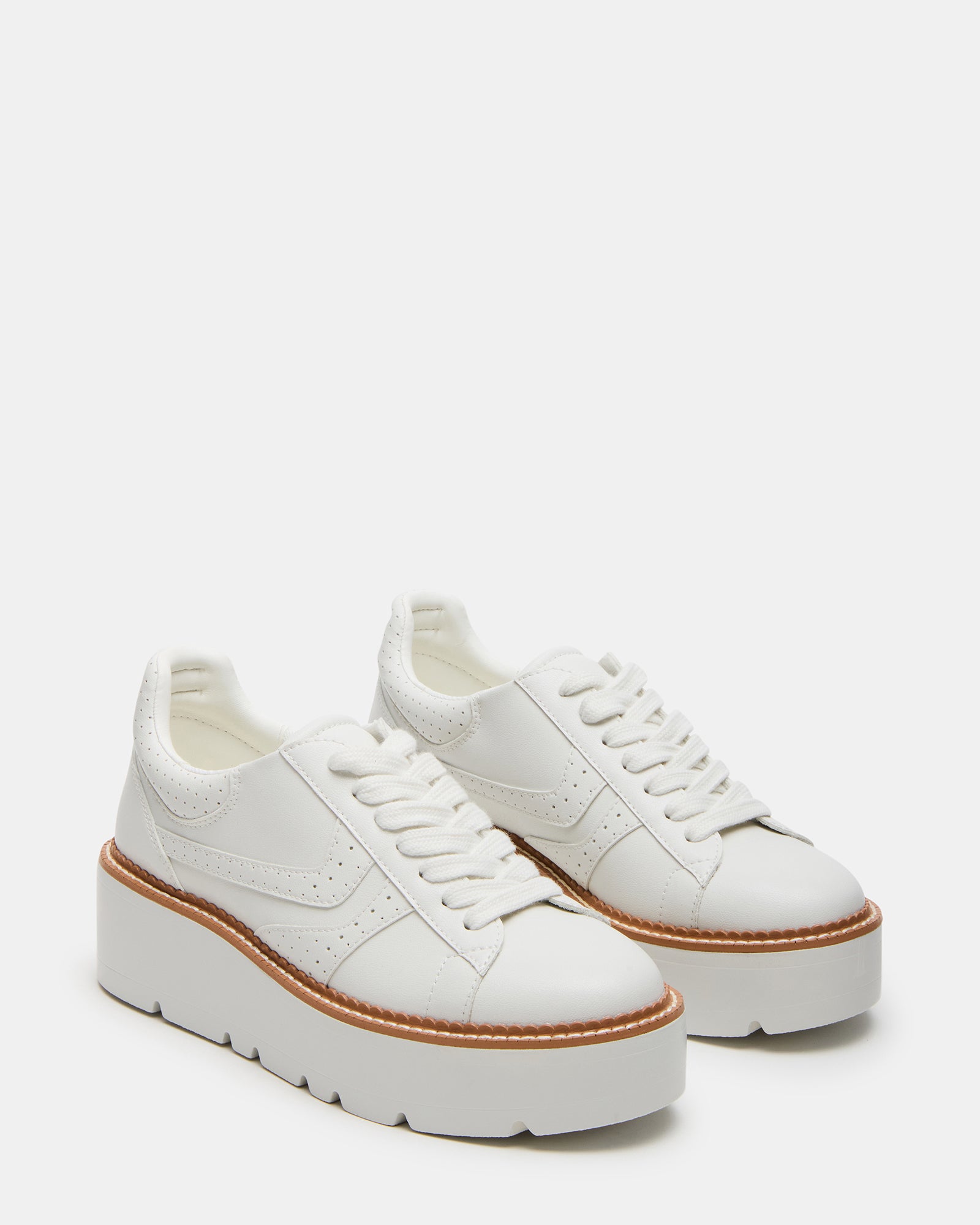 Close-up of the sneaker’s heel and stitching, highlighting the black sole and vegan upper.