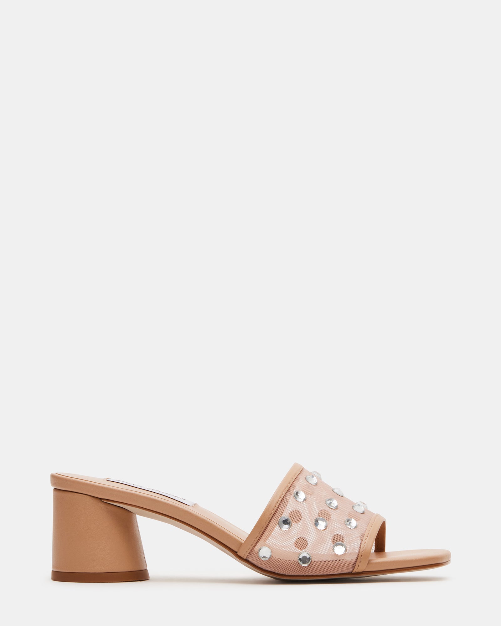 Gillian rhinestone sandals from the side, showcasing the square toe design.