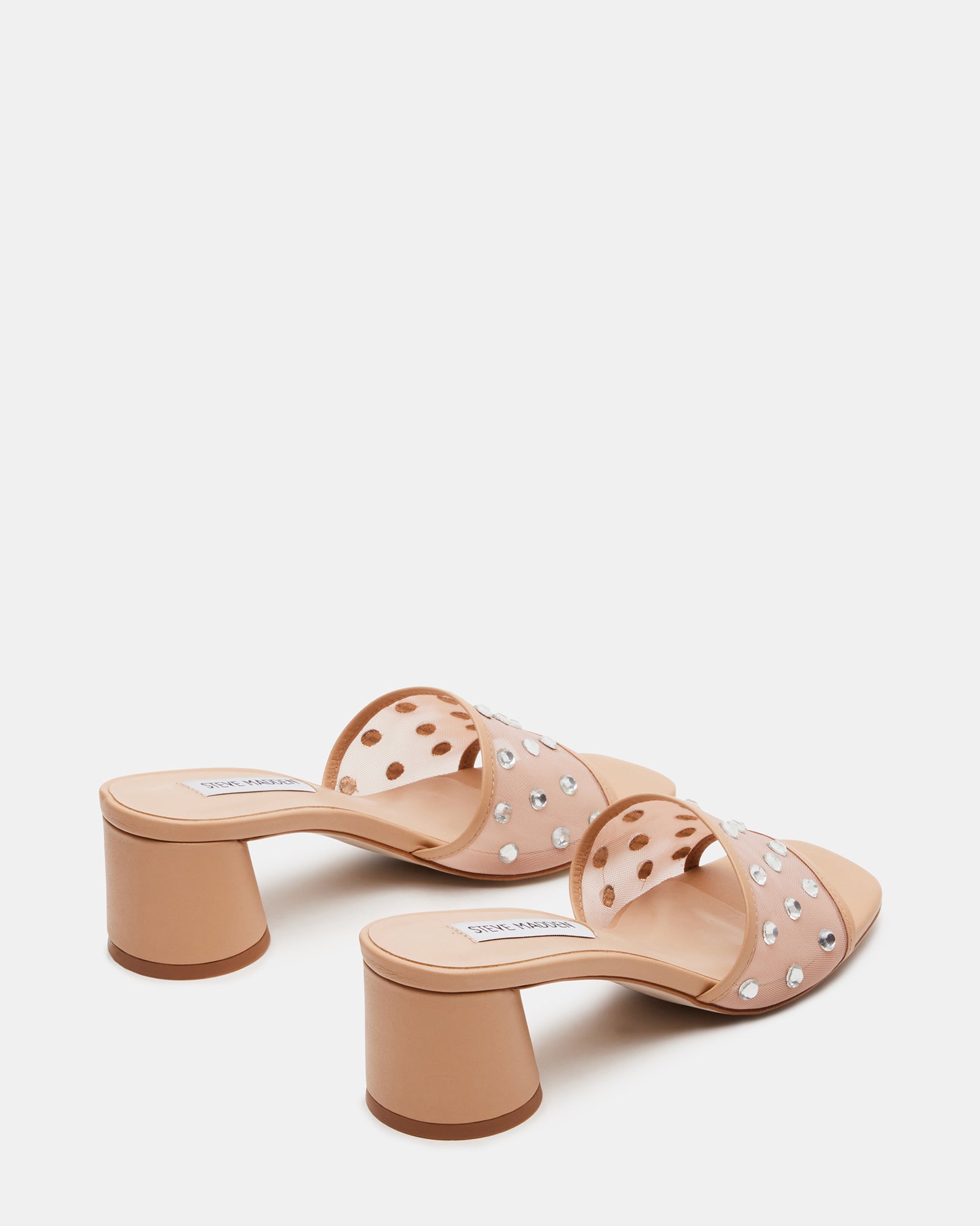 Close-up of Gillian womens sandals highlighting the sparkling rhinestones.
