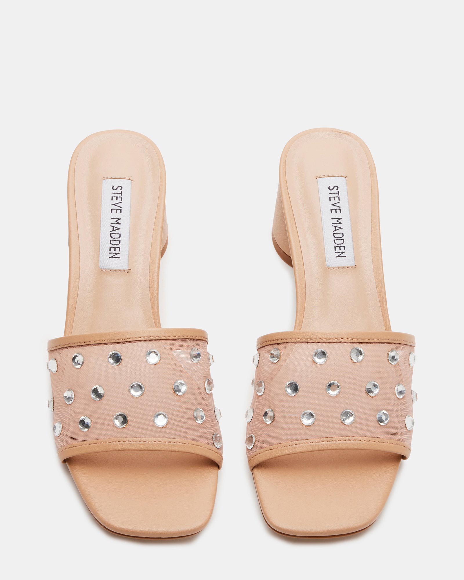 Gillian rhinestone sandals from the side, showcasing the square toe design.