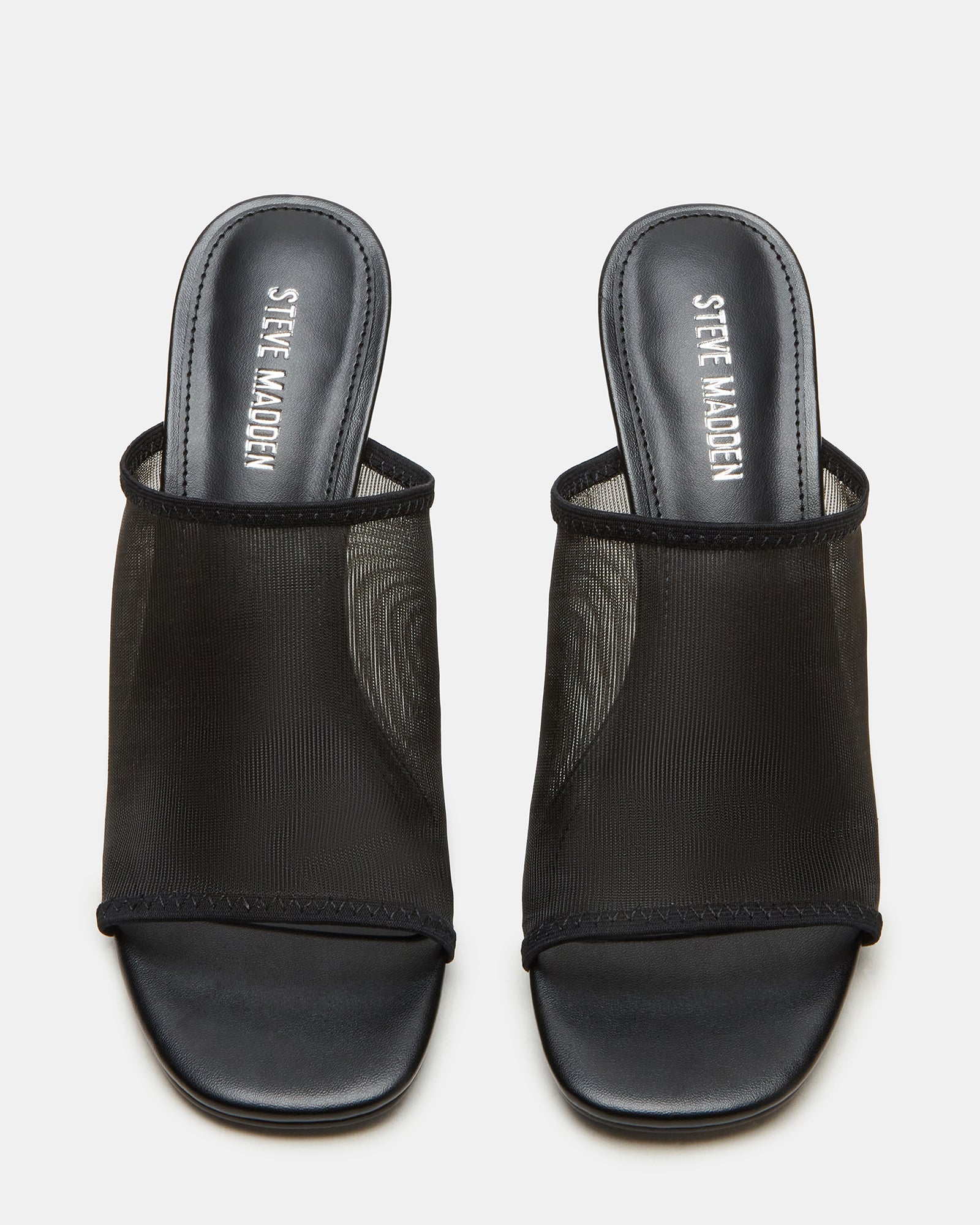 Close-up of the 3-inch square toe kitten heels highlighting the stylish silhouette.