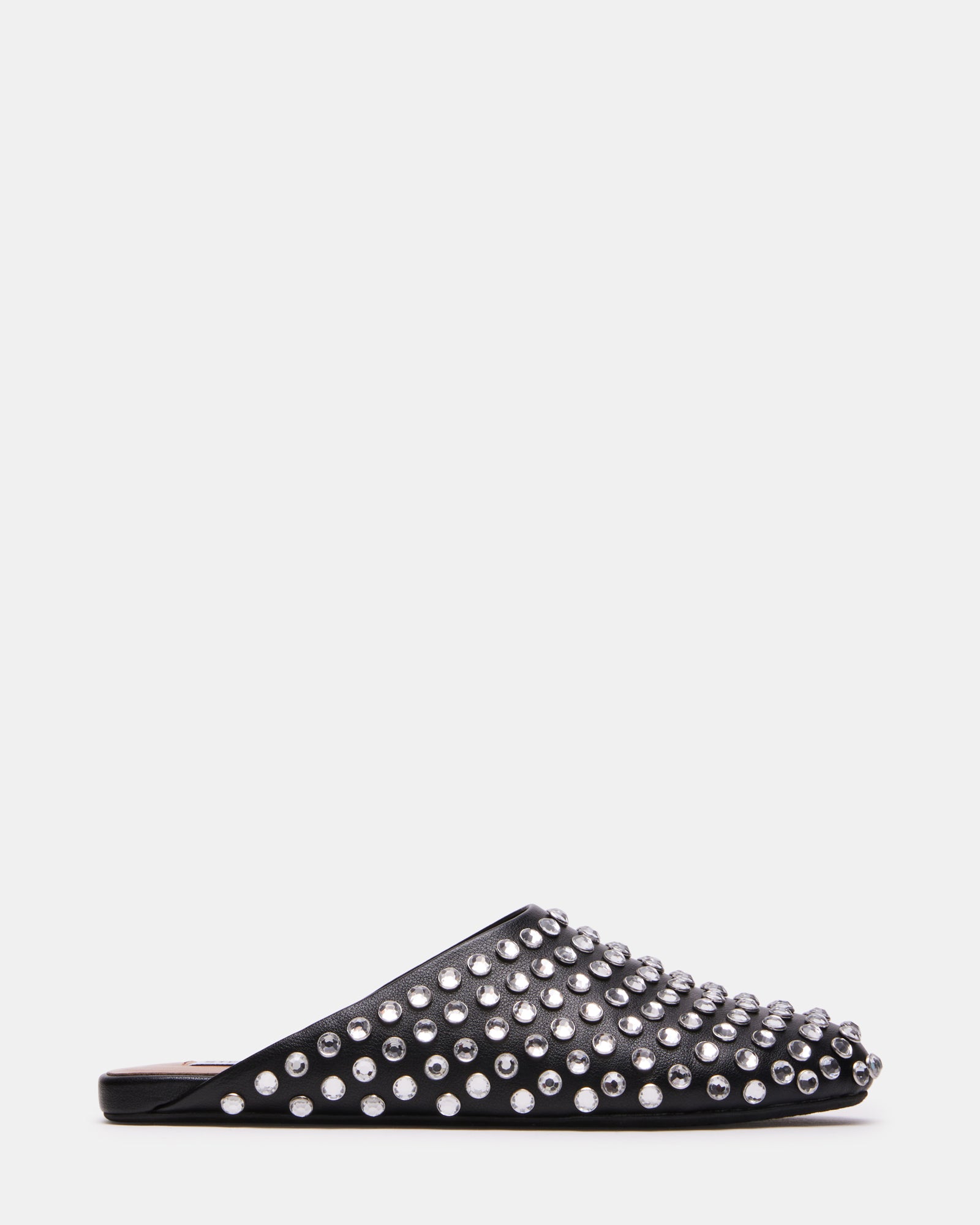 Side view of Glimmer Rhinestones slip-on mules with sparkling rhinestones for women and men