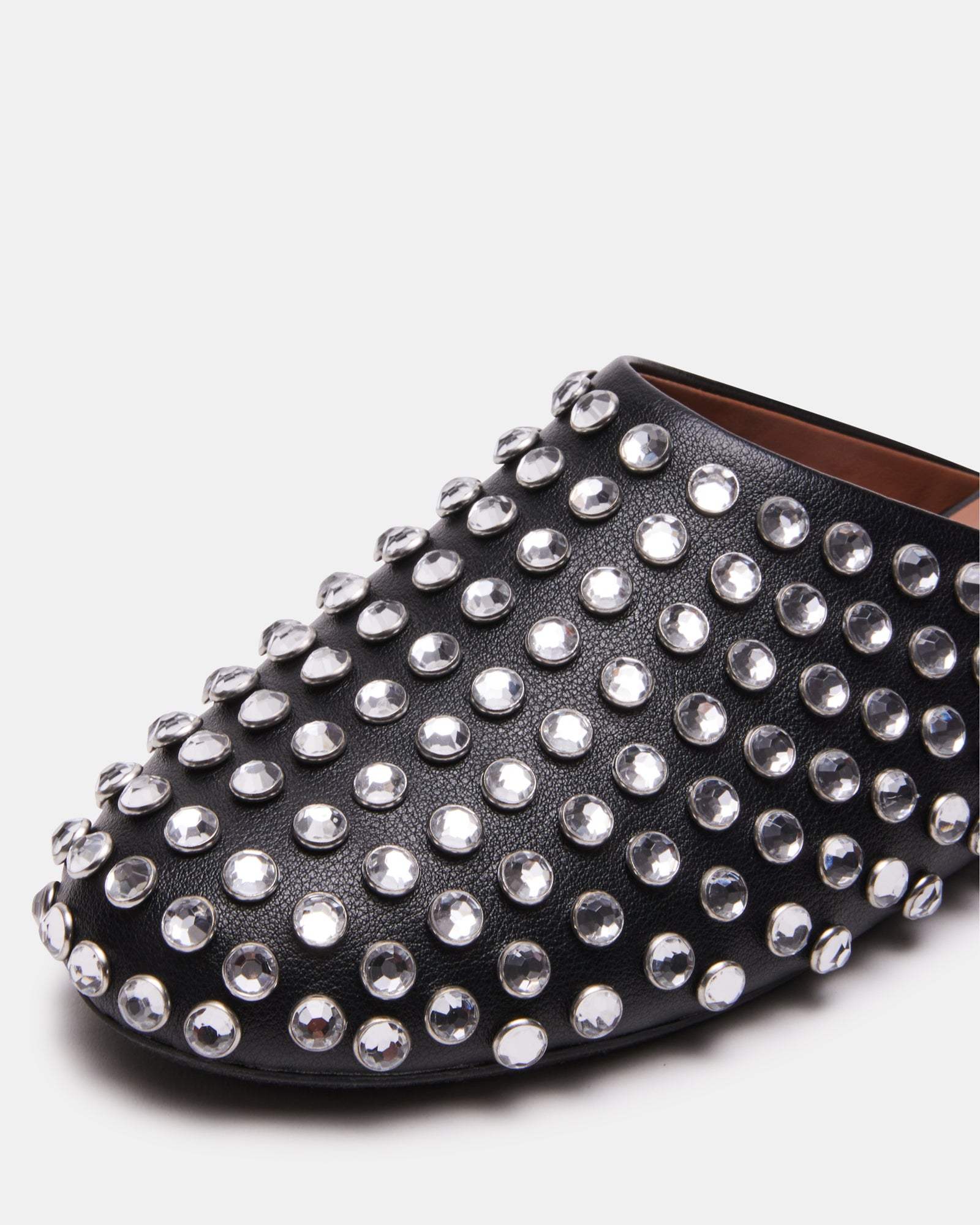 Side view of Glimmer Rhinestones slip-on mules with sparkling rhinestones for women and men