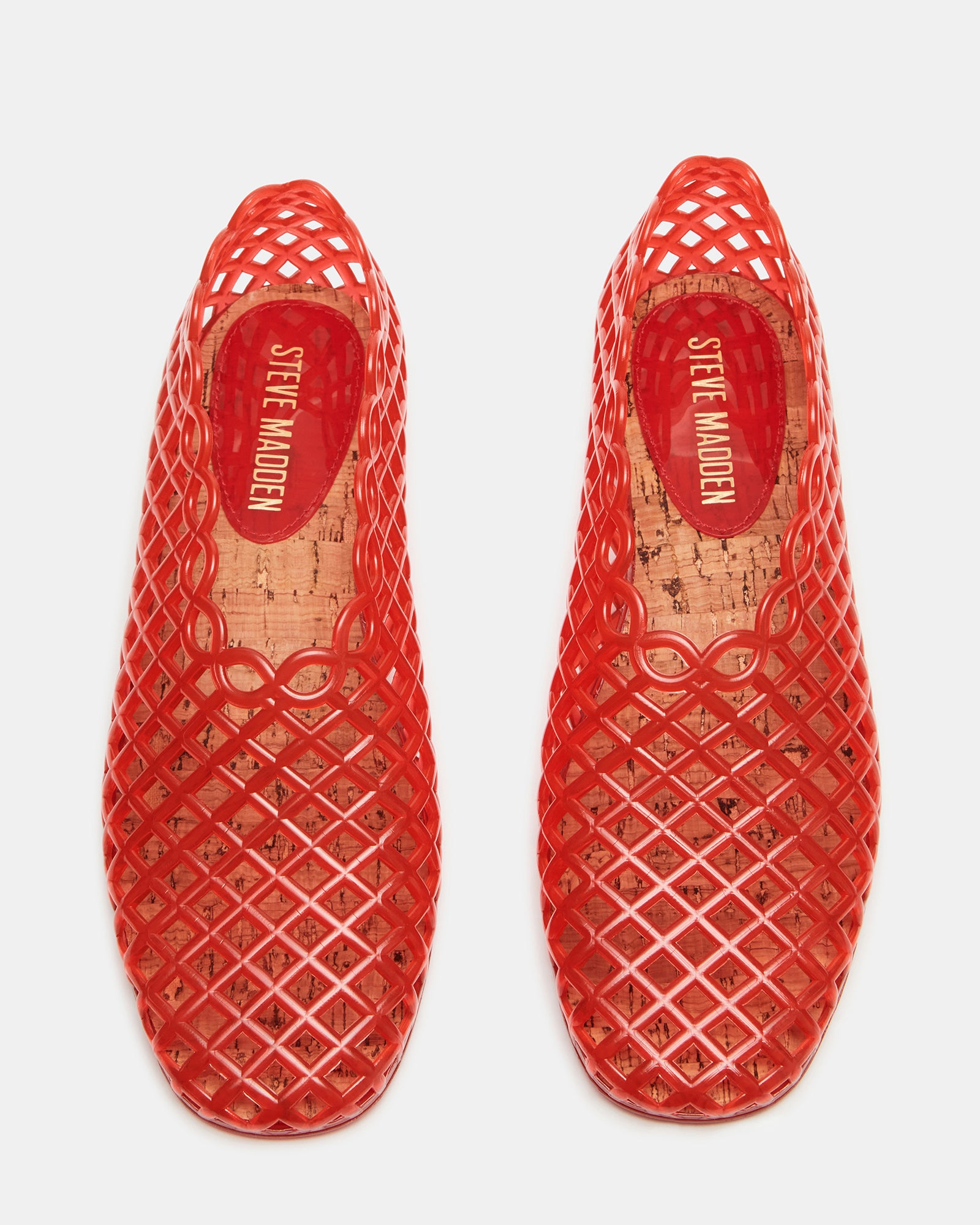 Side angle of the jelly flats showing the airy, breathable upper material