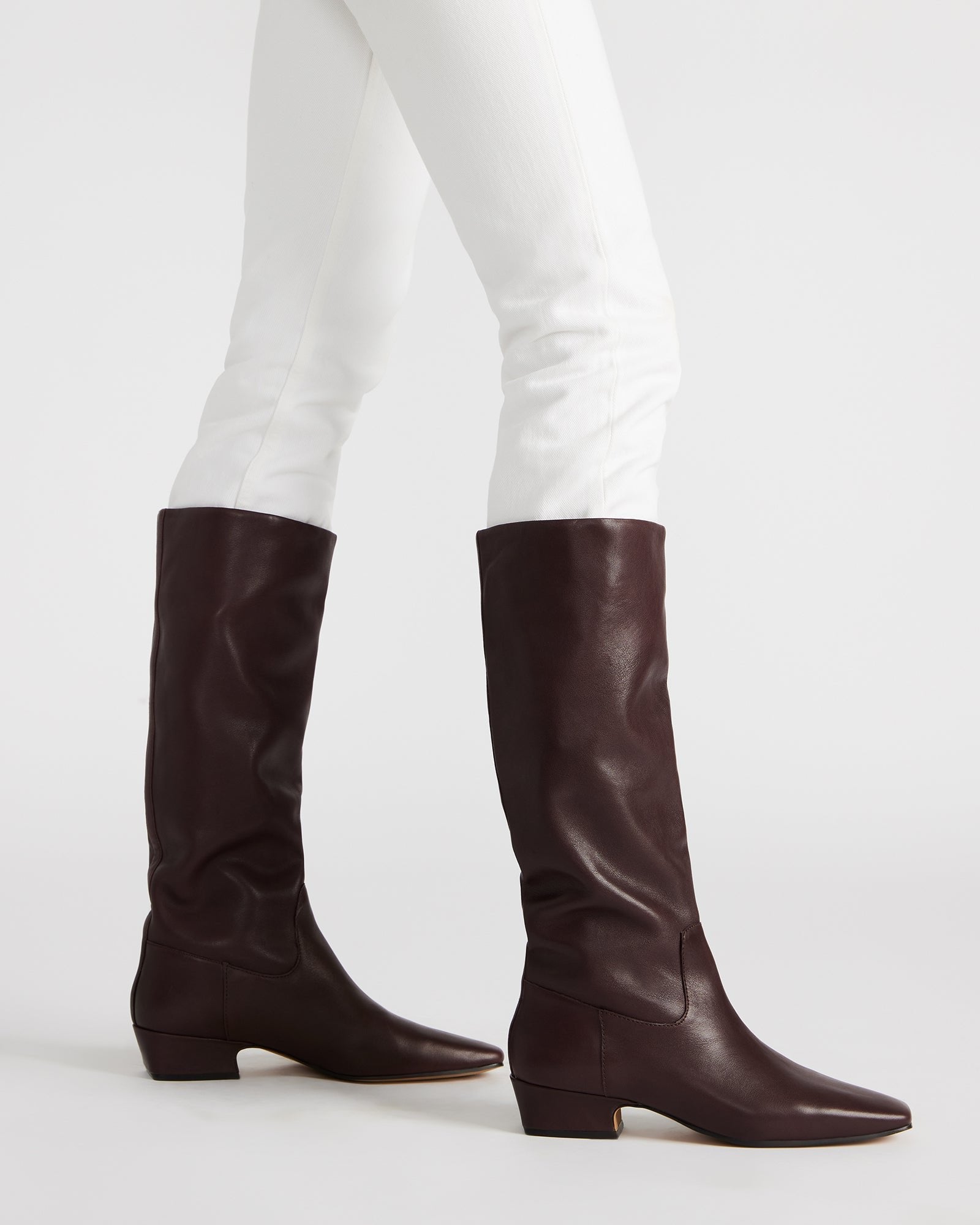 Close-up of boot shaft detailing and textured leather finish