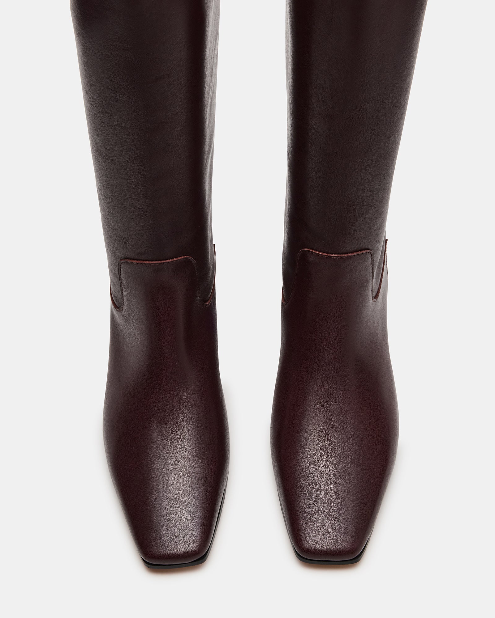 Close-up of boot shaft detailing and textured leather finish