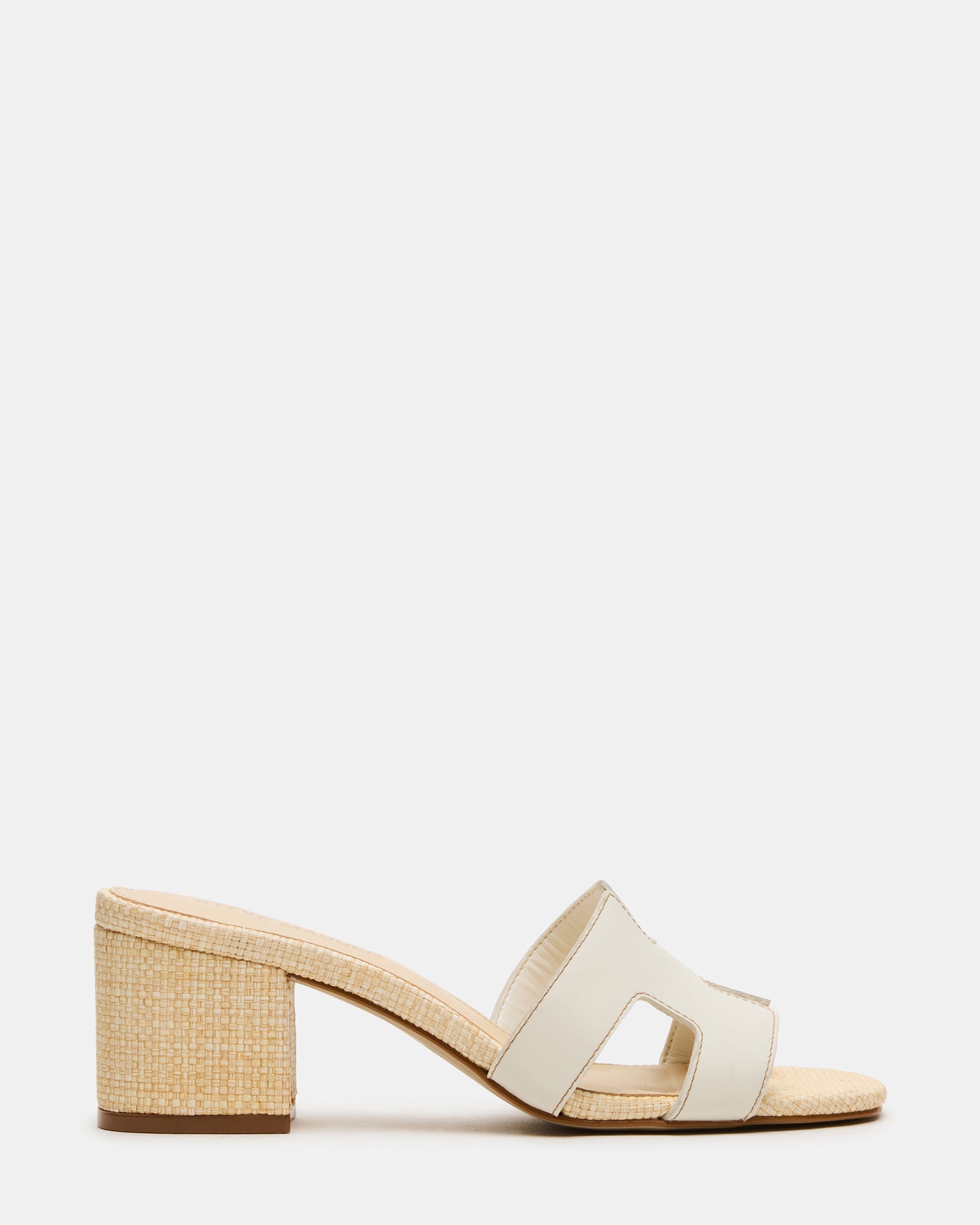 HADES black block heel sandals showcasing square toe design from the side.