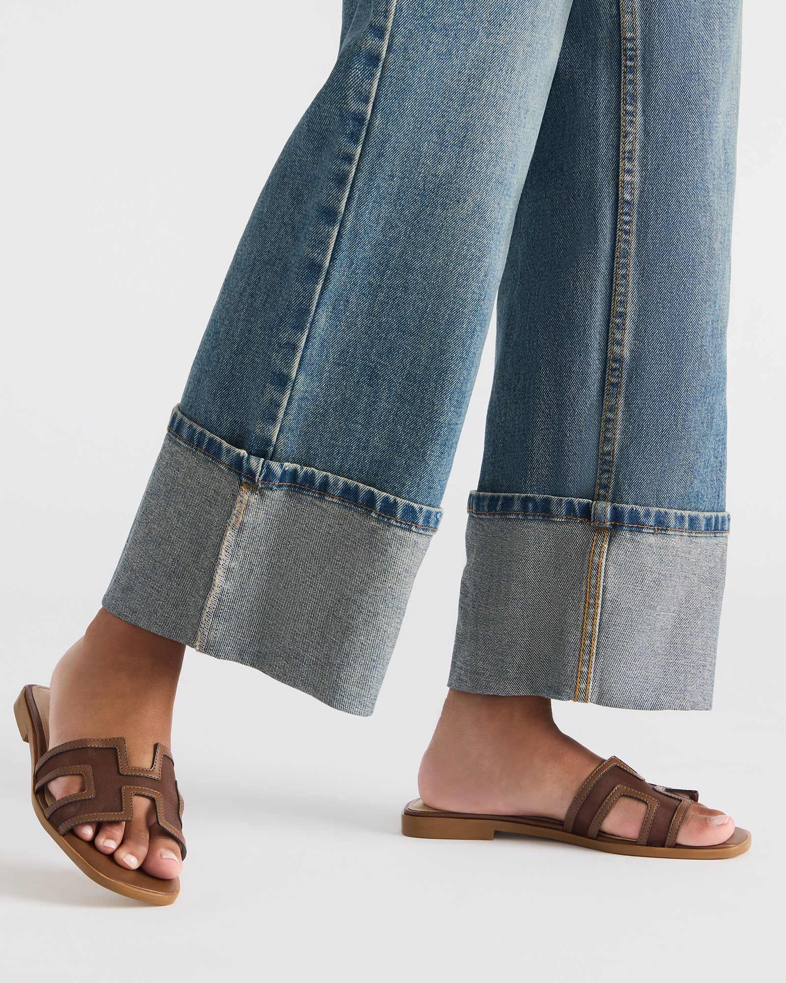 Close-up of the Haydn slide sandals with a slip-on style