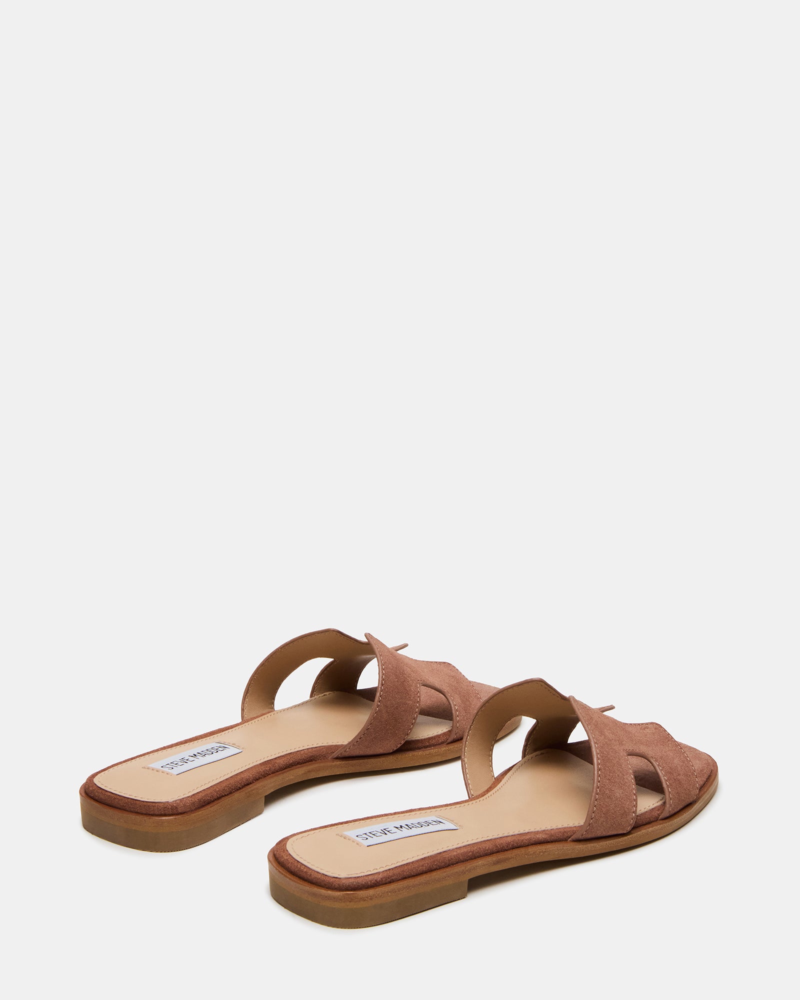 Close-up of suede upper material on Hadyn slide sandals.