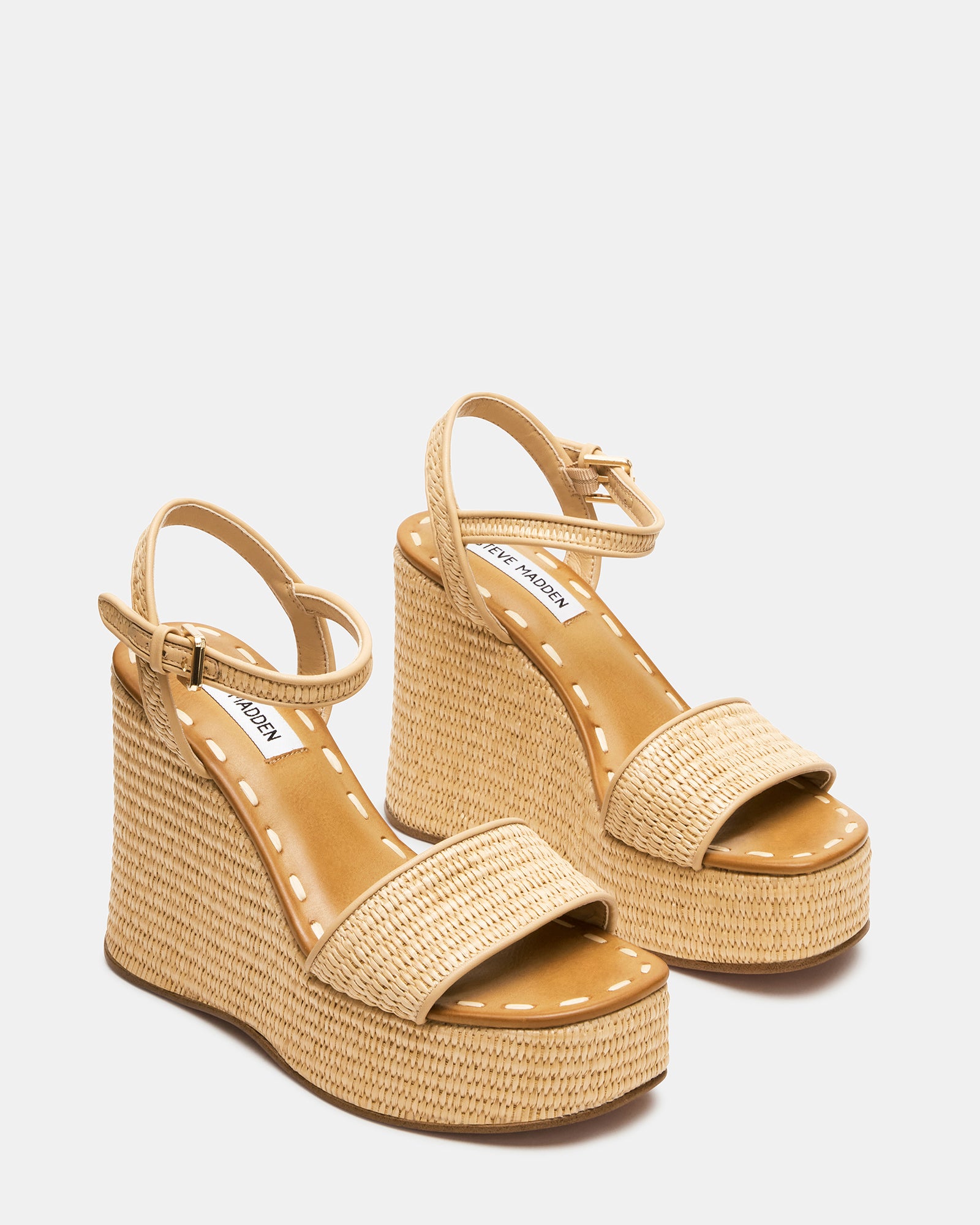 Outfit pairing featuring white platform sandals