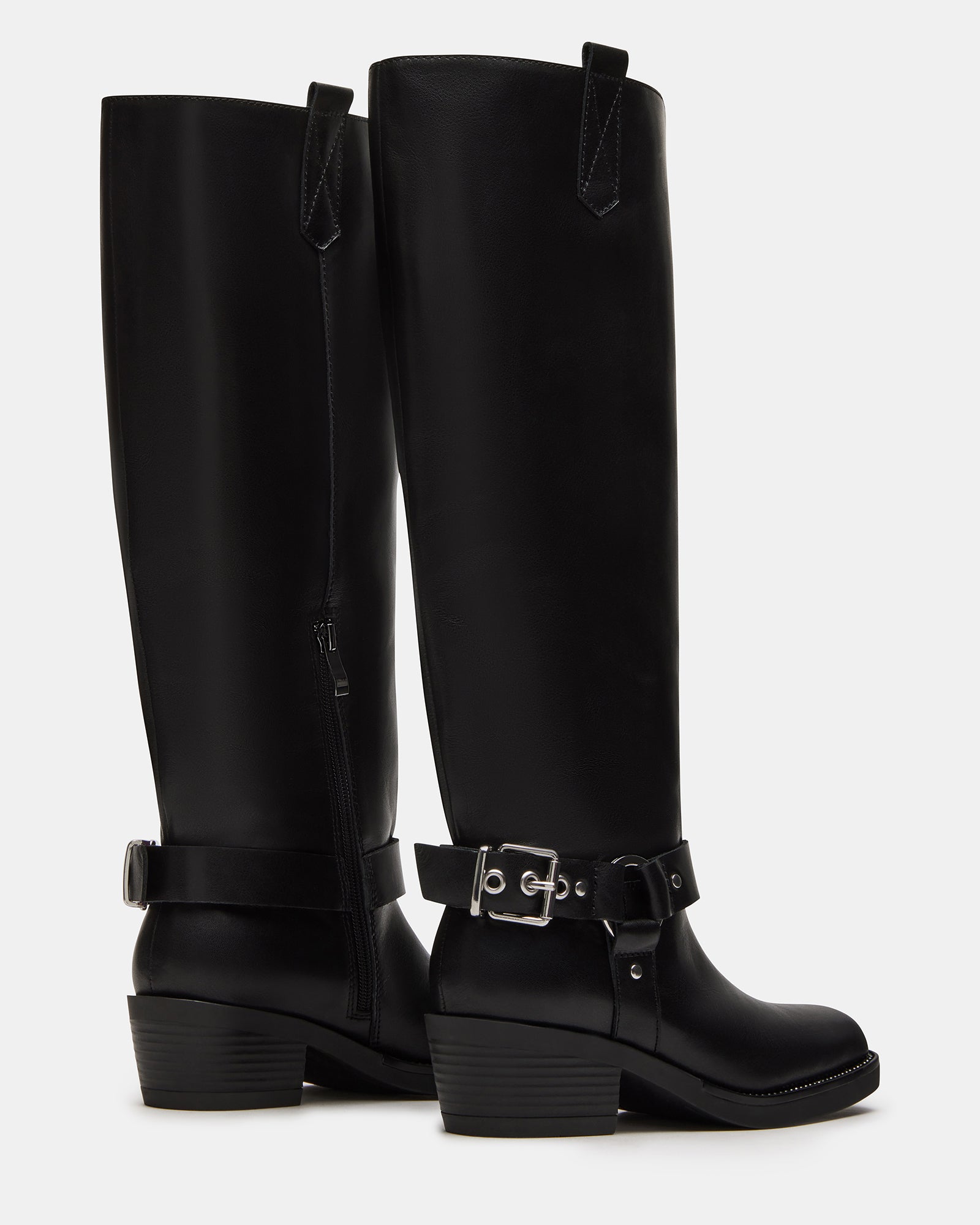 Model wearing HAWKINS moto boots paired with stylish outfit