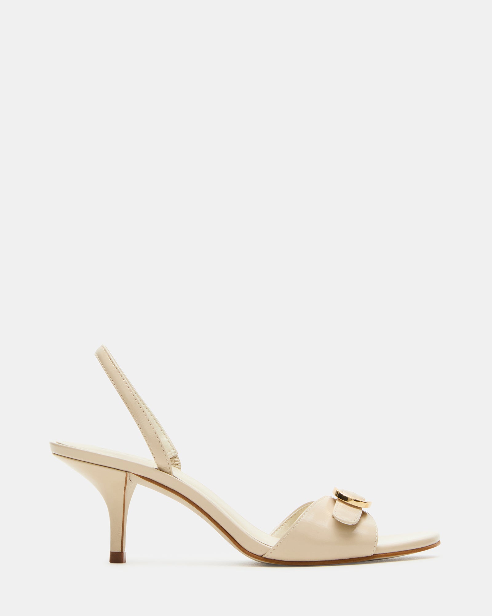 Side view of HENRIETTA leather slingback heels highlighting the square toe shape