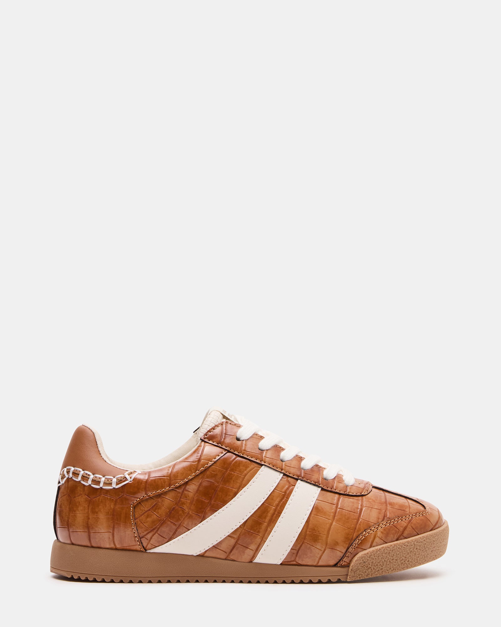 HUDSIN tan sneakers side view showing textured upper for casual styling