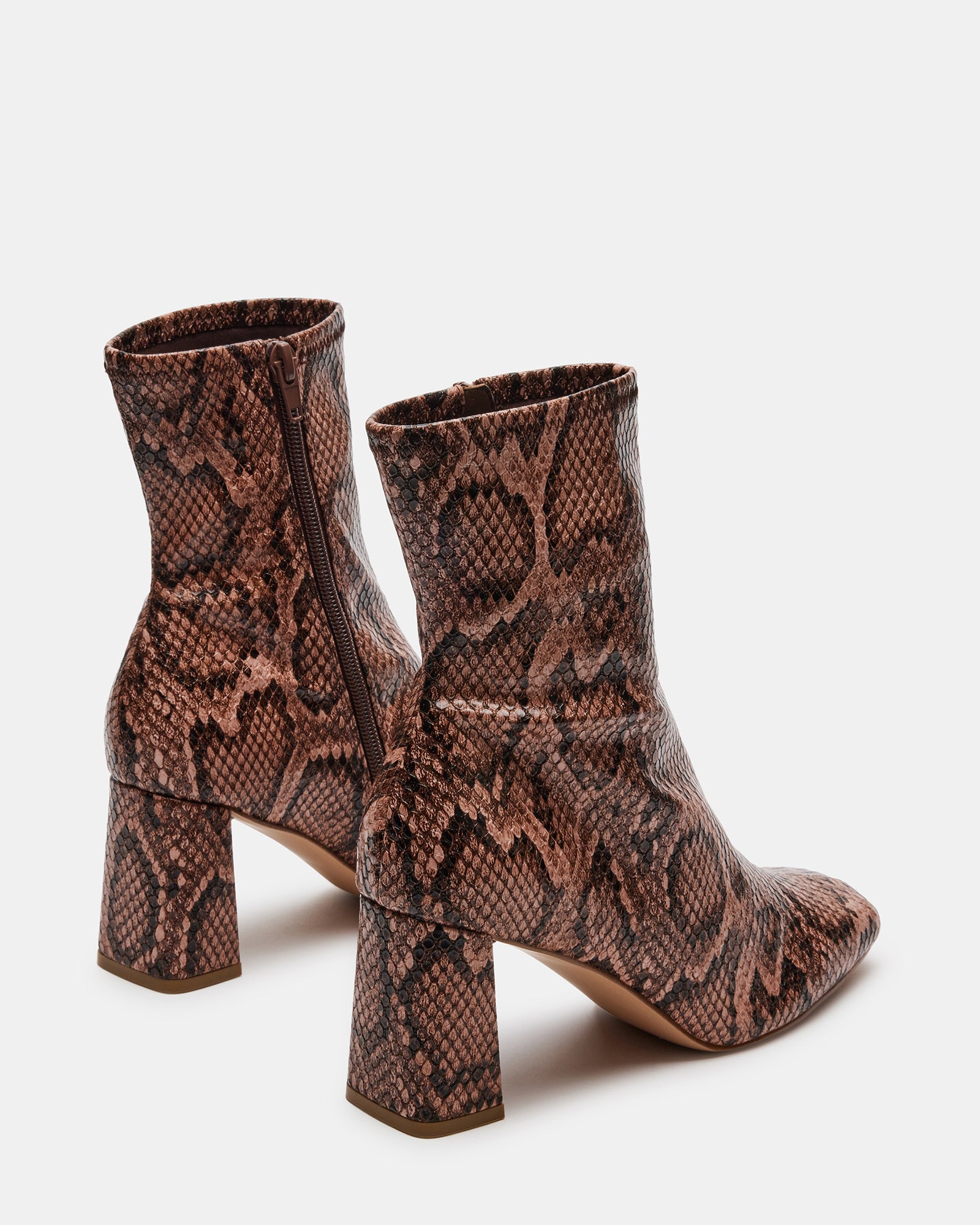 Side view of the booties highlighting the 2.75-inch heel and sleek design.
