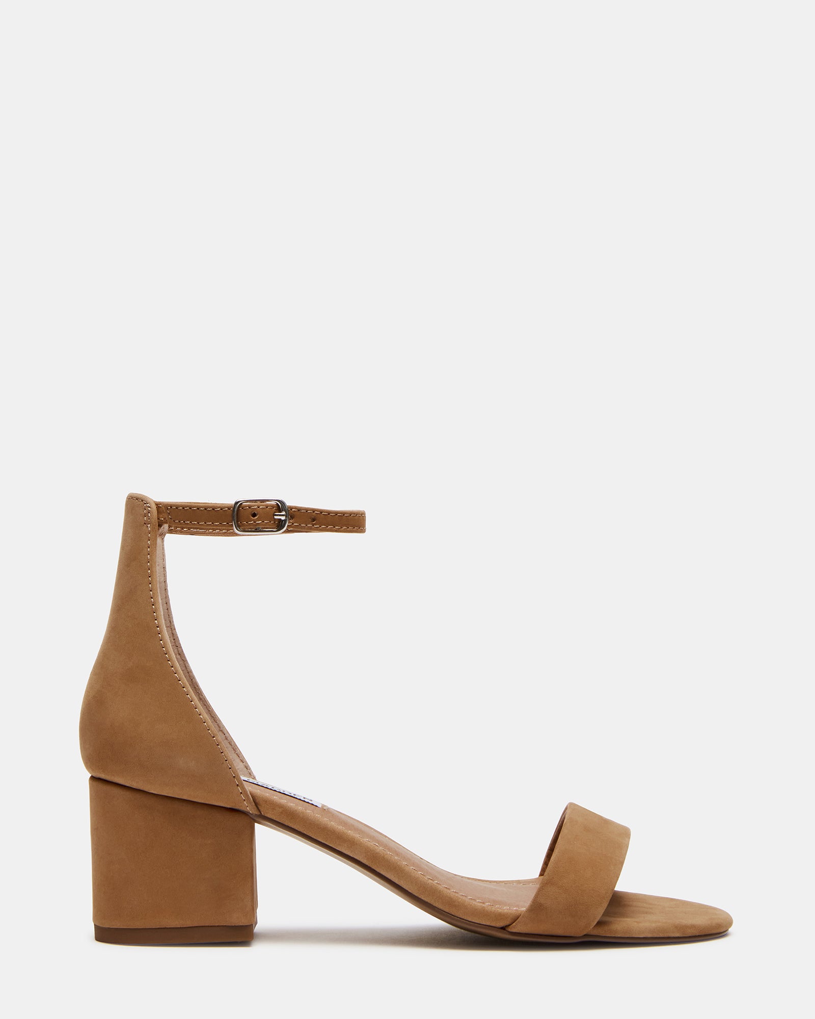 Side view of IRENEE nubuck sandals showcasing slim straps.