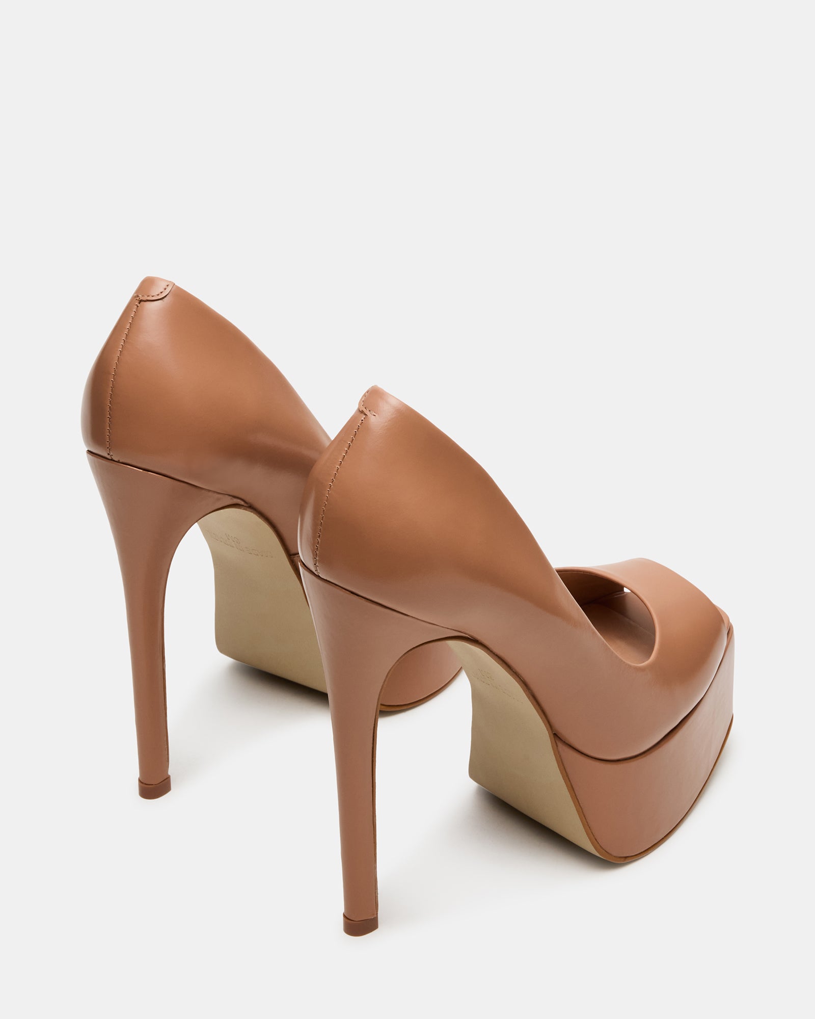 Top-down view of the leather shoes highlighting blush finish and sleek design.
