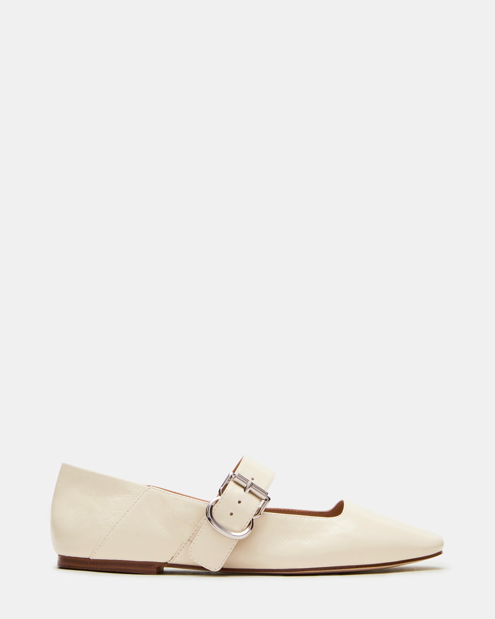 Front view of Jenni Square Toe Mary Jane Flats showcasing the leather design.