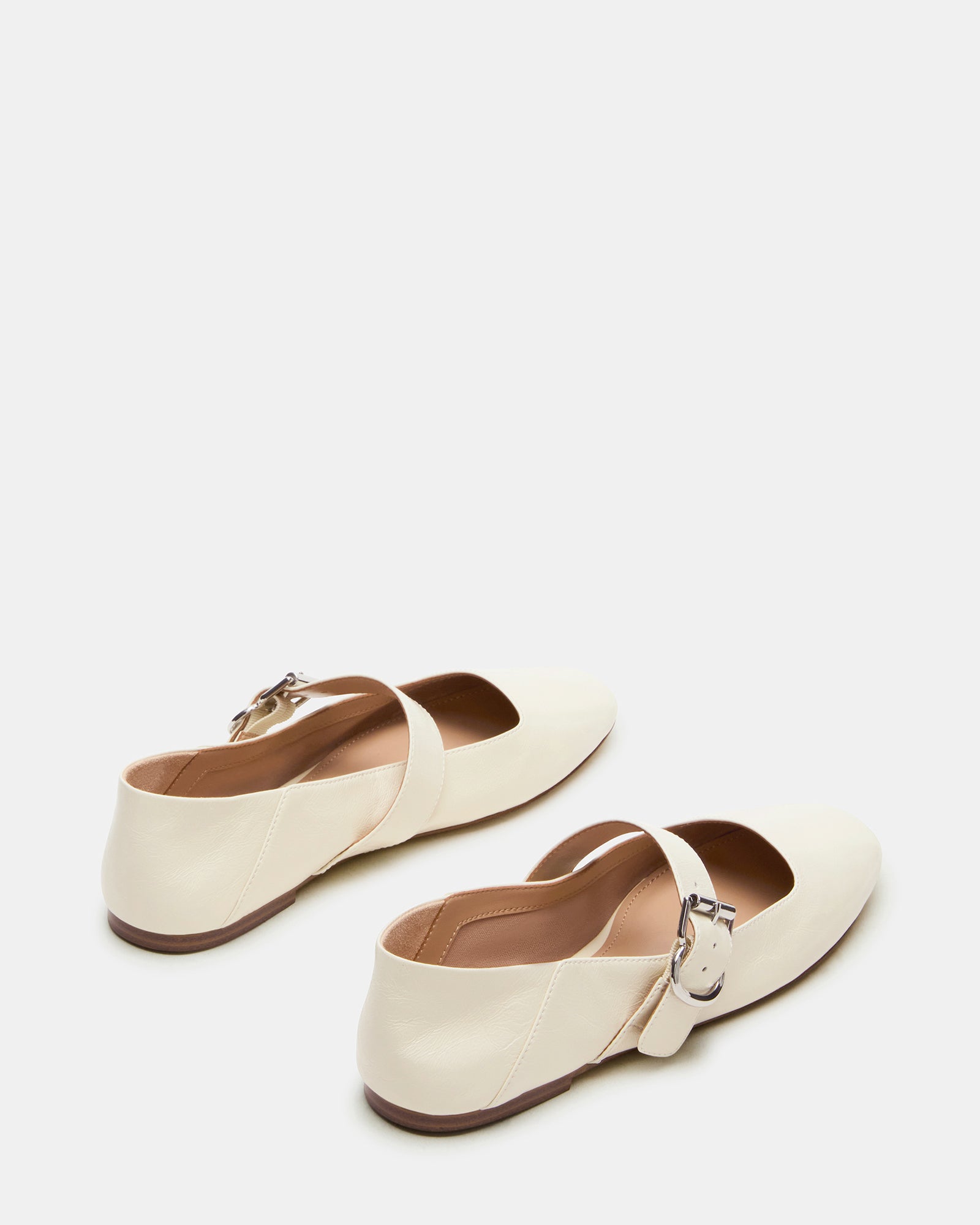 Close-up of the square toe flats highlighting the quality craftsmanship.