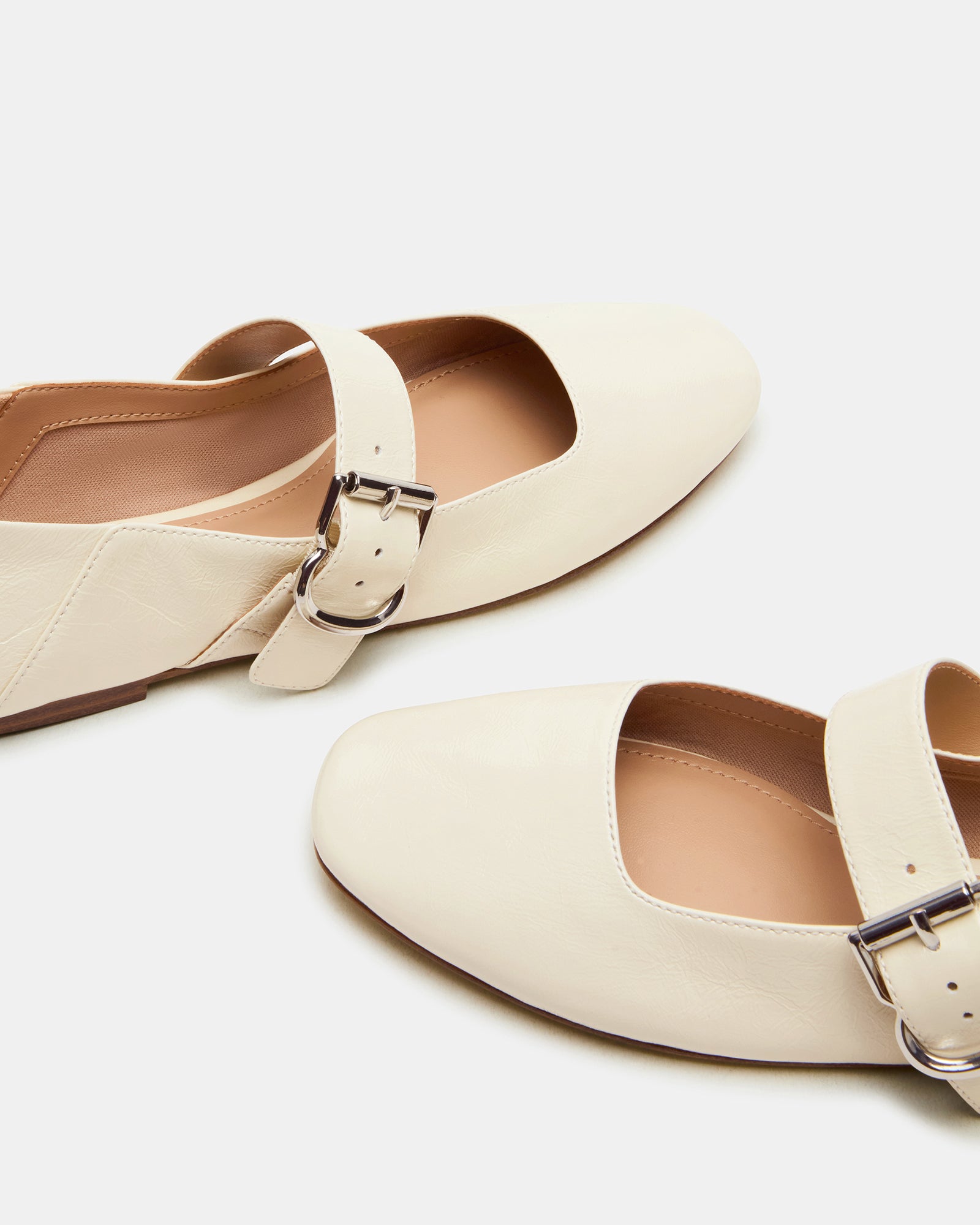 Front view of Jenni Square Toe Mary Jane Flats showcasing the leather design.